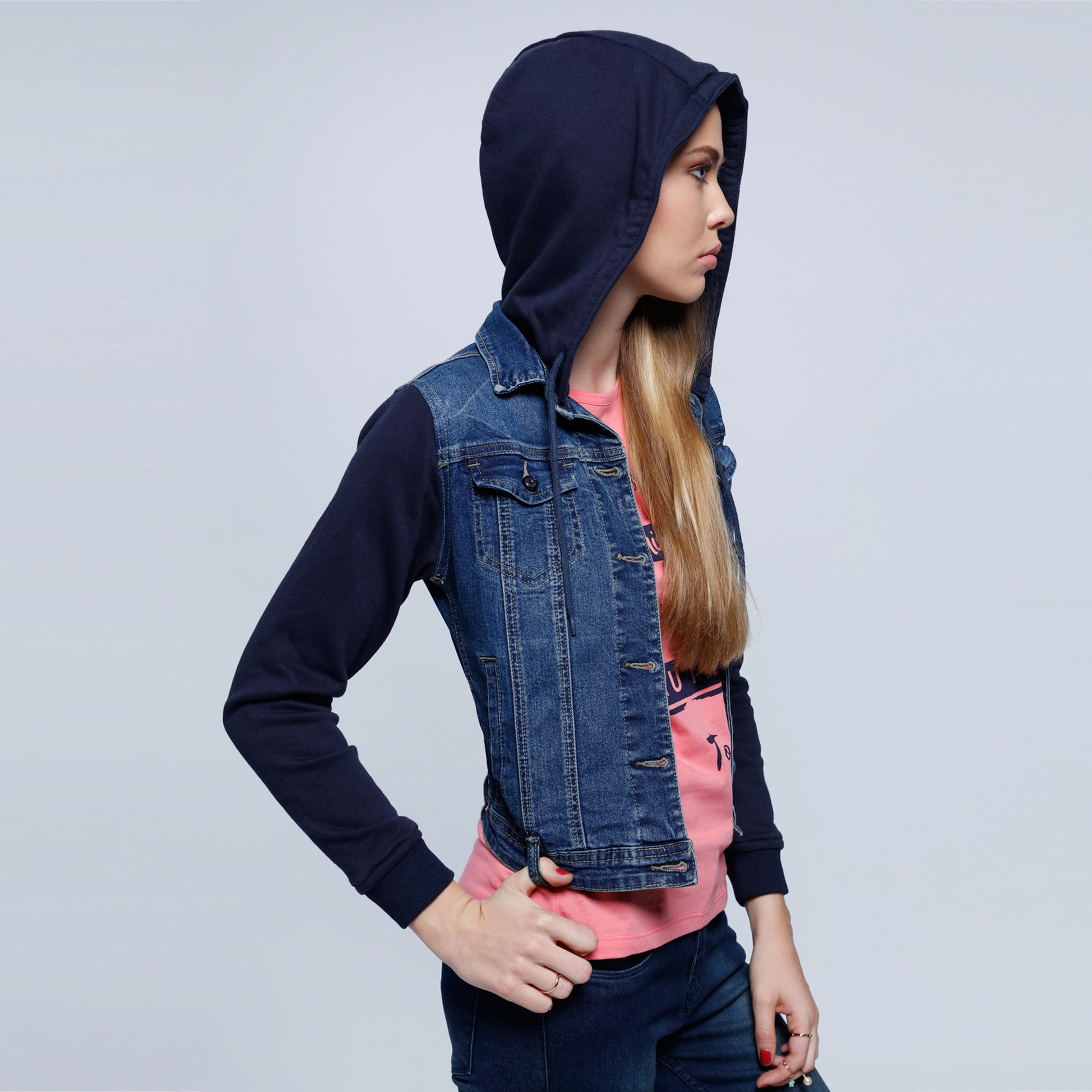 Denim Jacket with Hood and Long Sleeves-women-winterwear-coatsandjackets-jackets-image-3