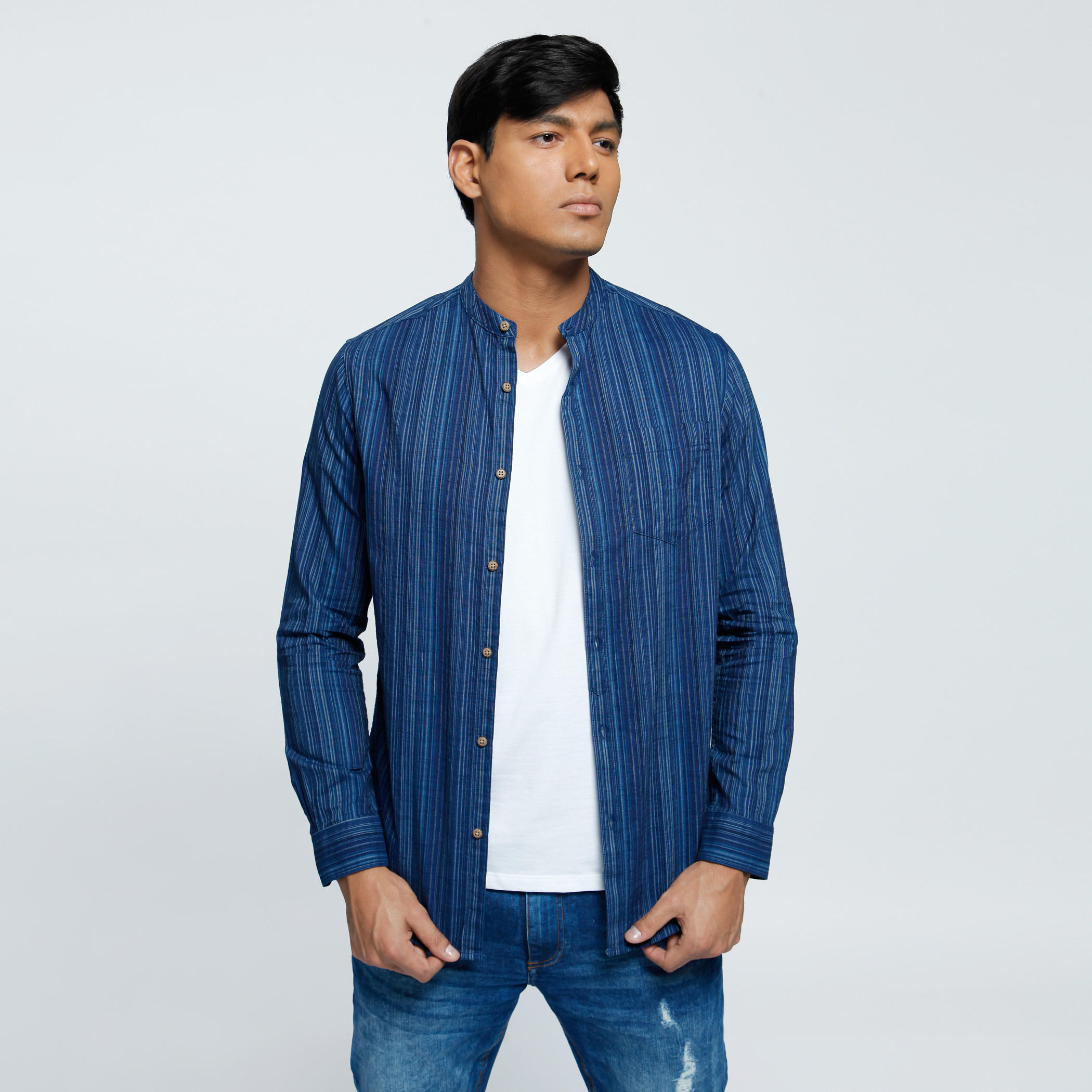 Long Sleeves Shirt with Mandarin Collar-men-clothing-shirts-image-1