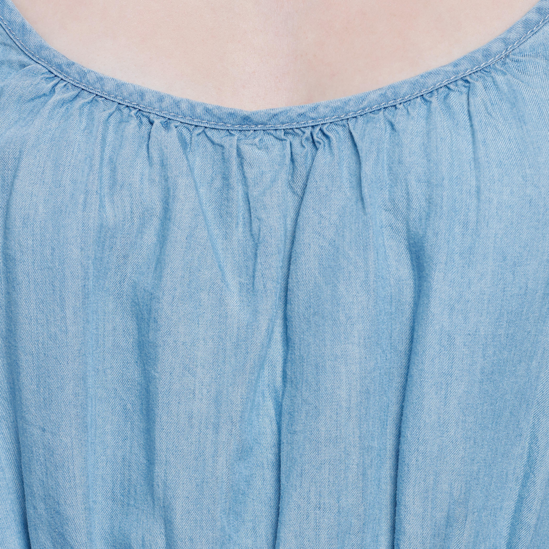 Ladies Denim Dress with Cold Shoulders-women-clothing-dresses-image-4