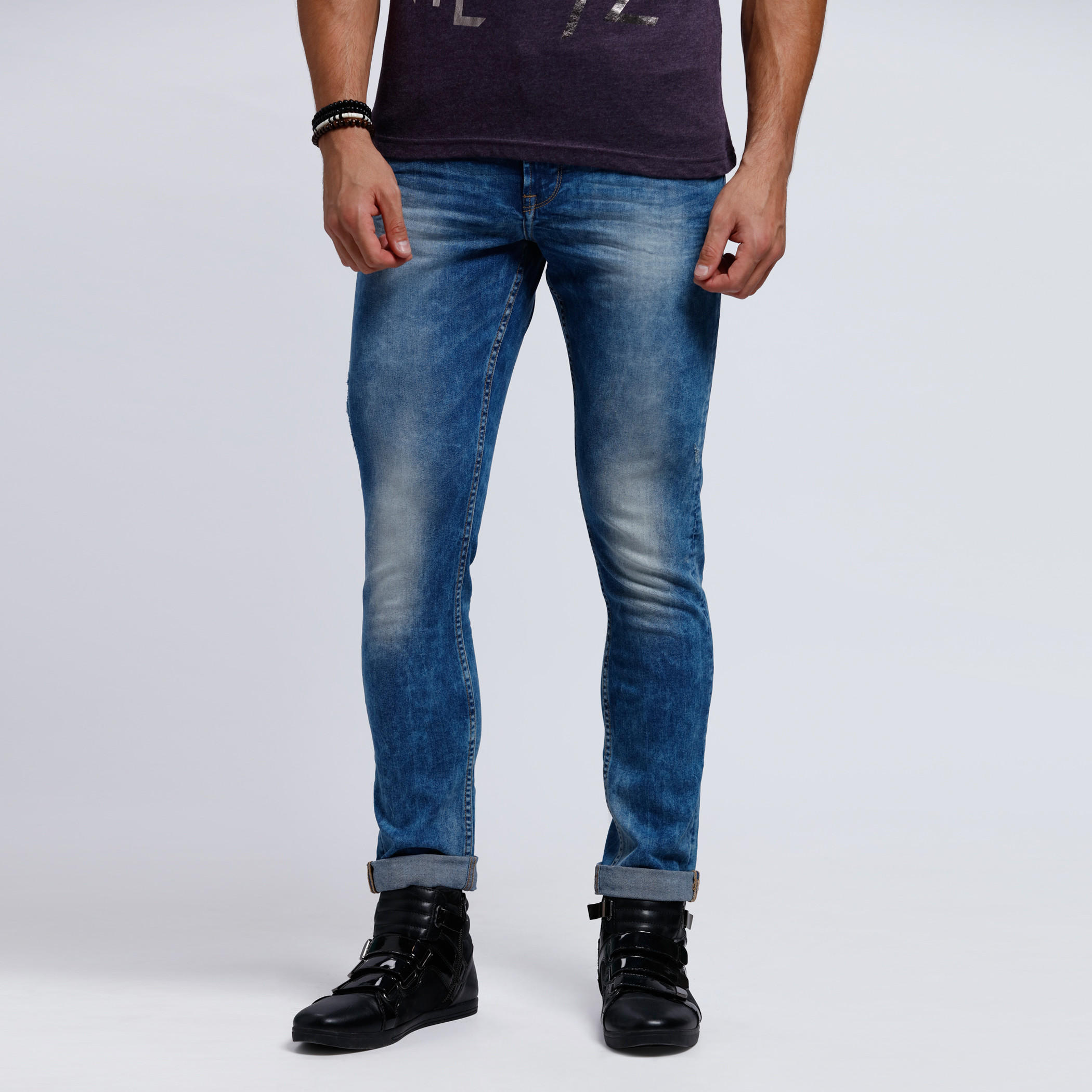 Full Length Stone Washed Jeans with Slim Fit-men-clothing-bottoms-jeans-image-1