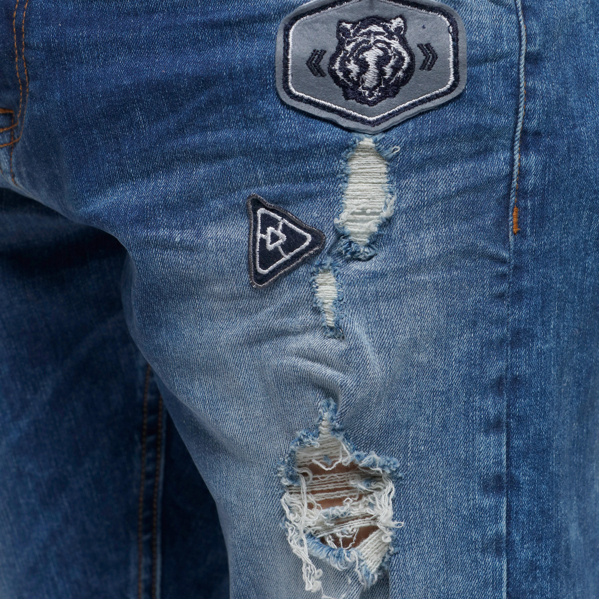 Distressed Denim Shorts with Button Closure-men-clothing-bottoms-shorts-image-2