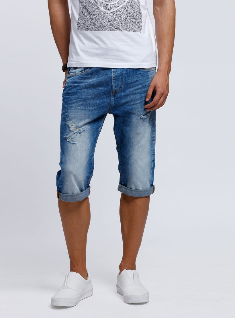 Distressed Denim Shorts with Button Closure-men-clothing-bottoms-shorts-image-5
