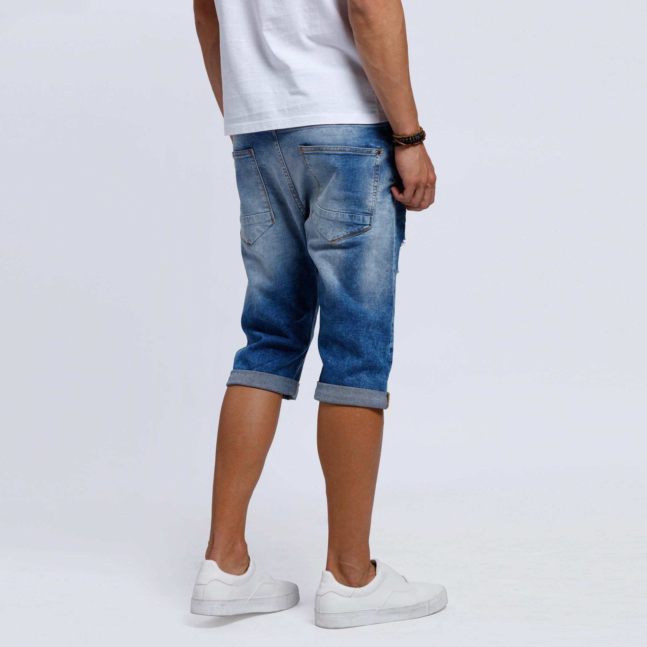 Distressed Denim Shorts with Button Closure-men-clothing-bottoms-shorts-image-4