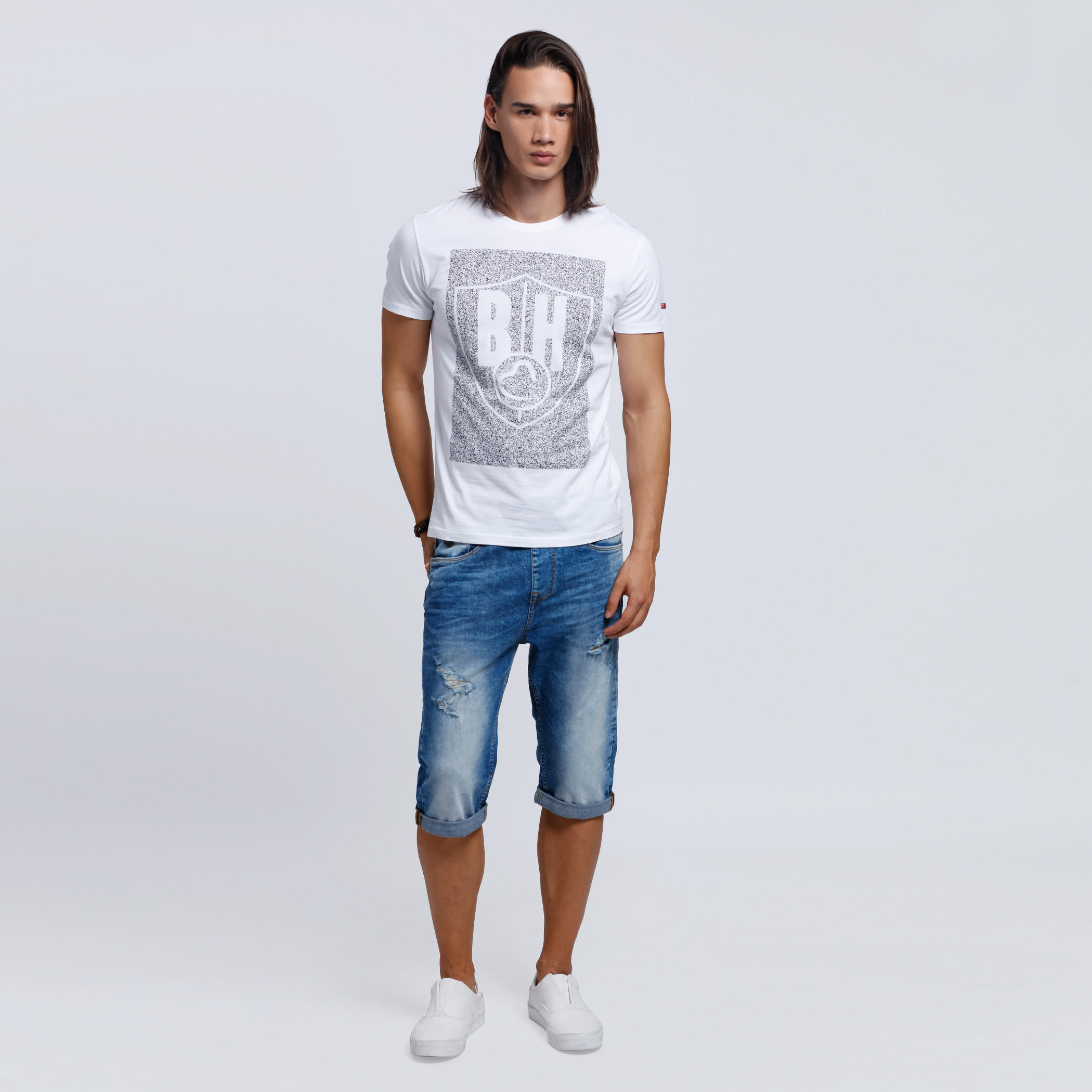 Distressed Denim Shorts with Button Closure-men-clothing-bottoms-shorts-image-1