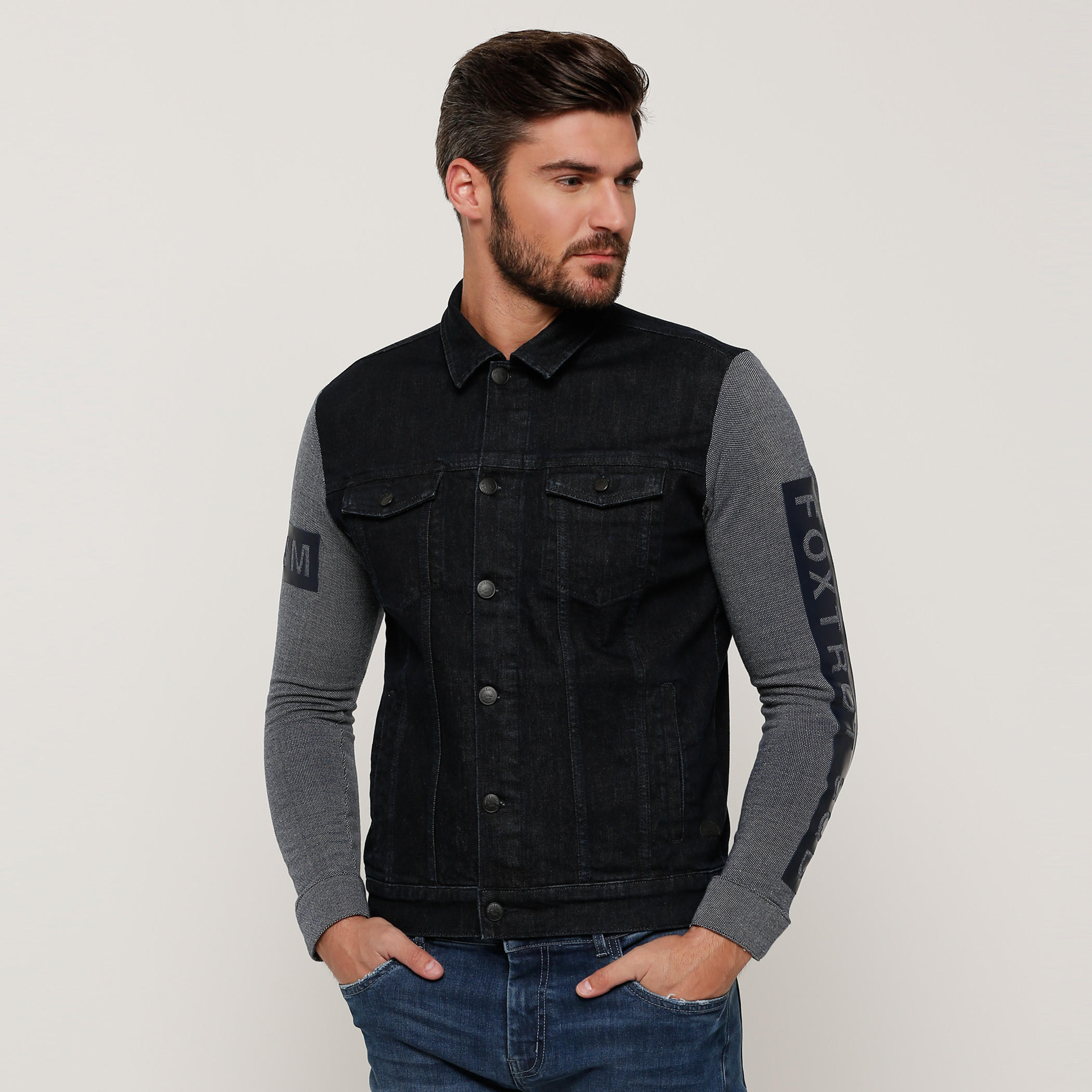 Printed Denim Jacket with Long Sleeves and Complete Placket-men-clothing-jacketsandblazers-jackets-image-1