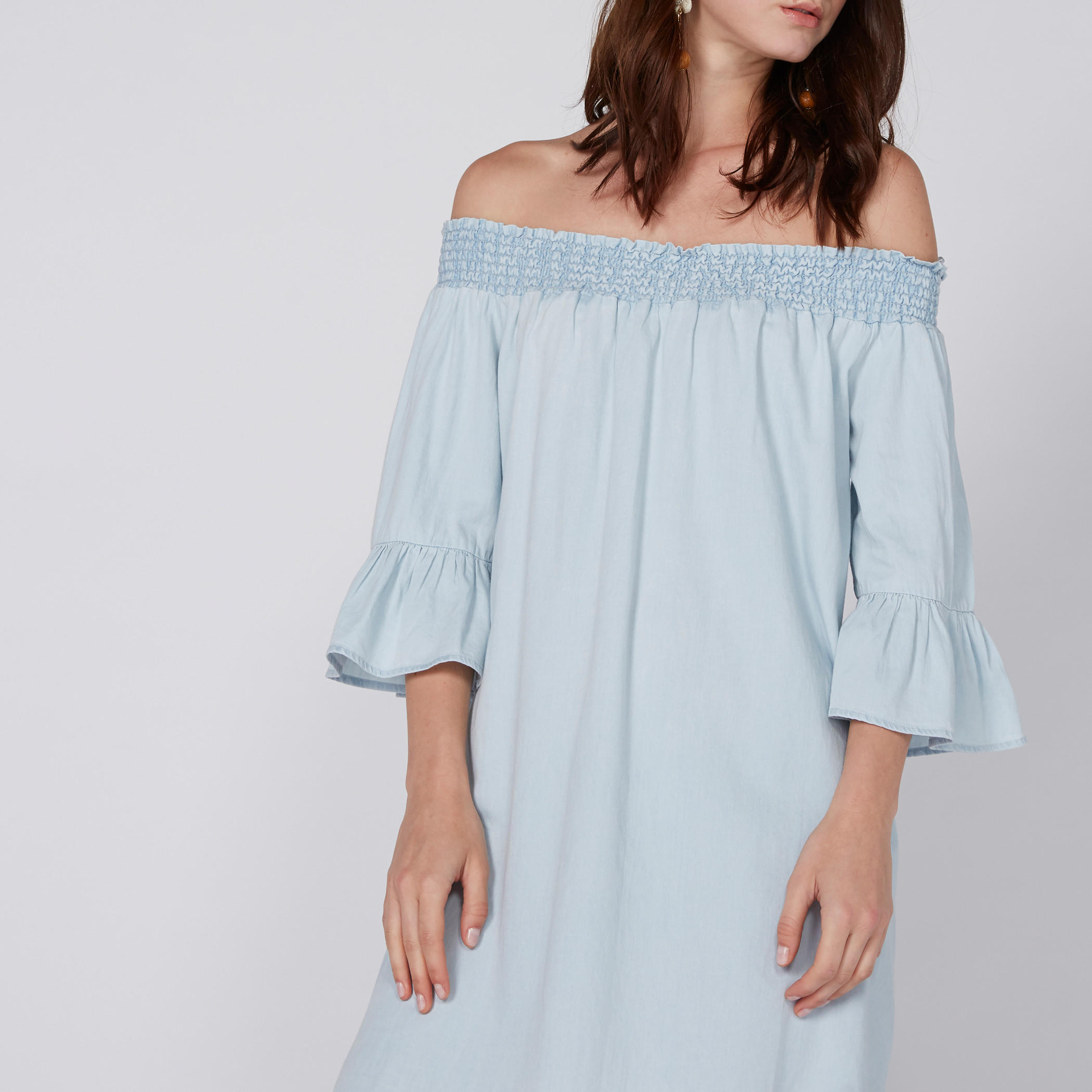 فستان مكشوف الأكتاف بأكمام كشكش بطول 3/4-women-clothing-dresses-image-3