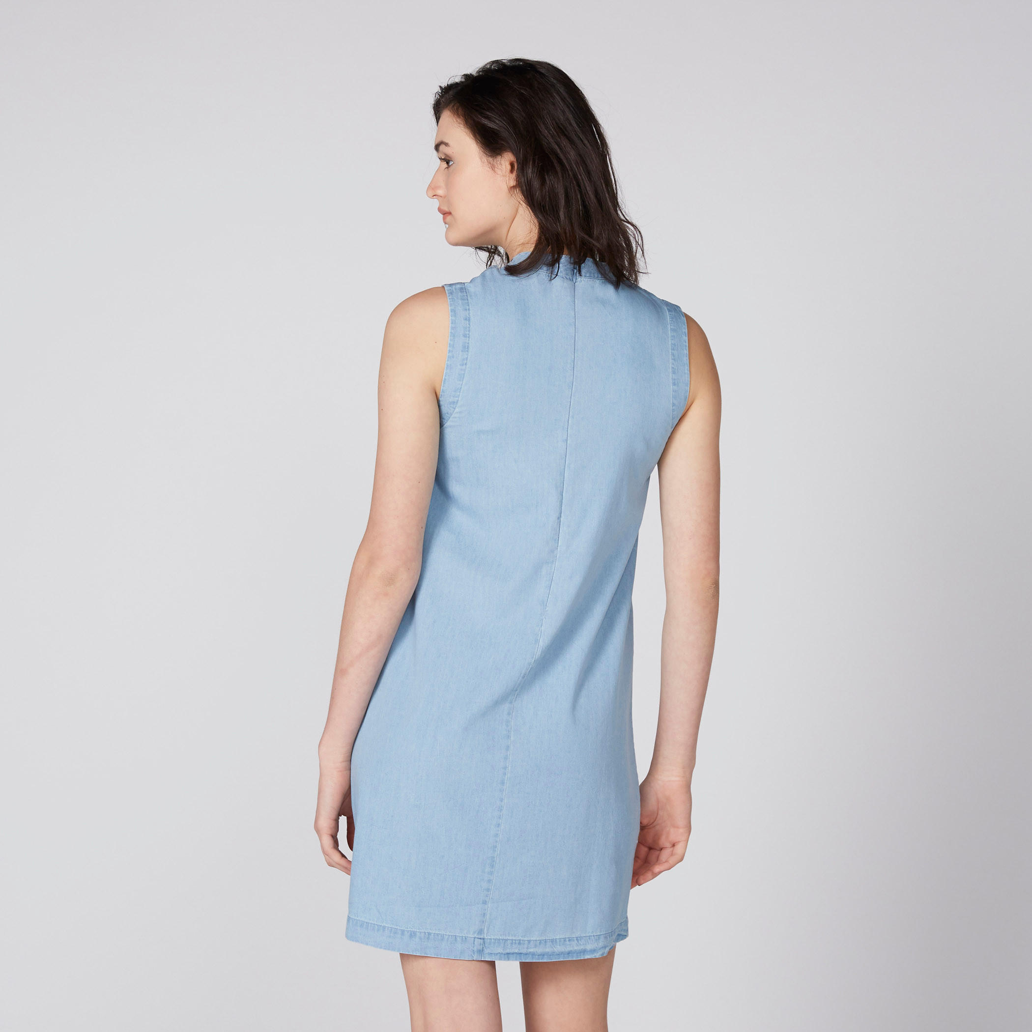فستان من الدينم مطرّز دون أكمام بياقة طوق-women-clothing-dresses-image-3