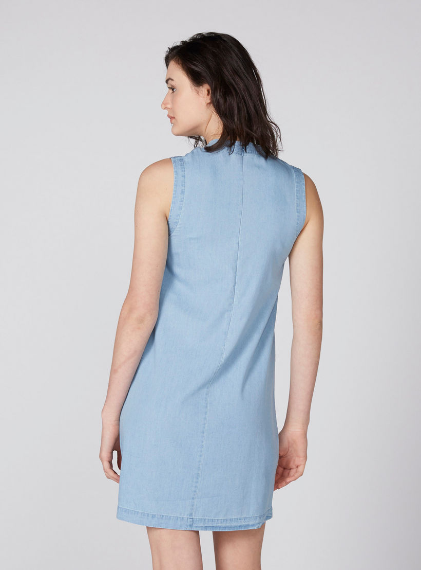فستان من الدينم مطرّز دون أكمام بياقة طوق-women-clothing-dresses-image-3