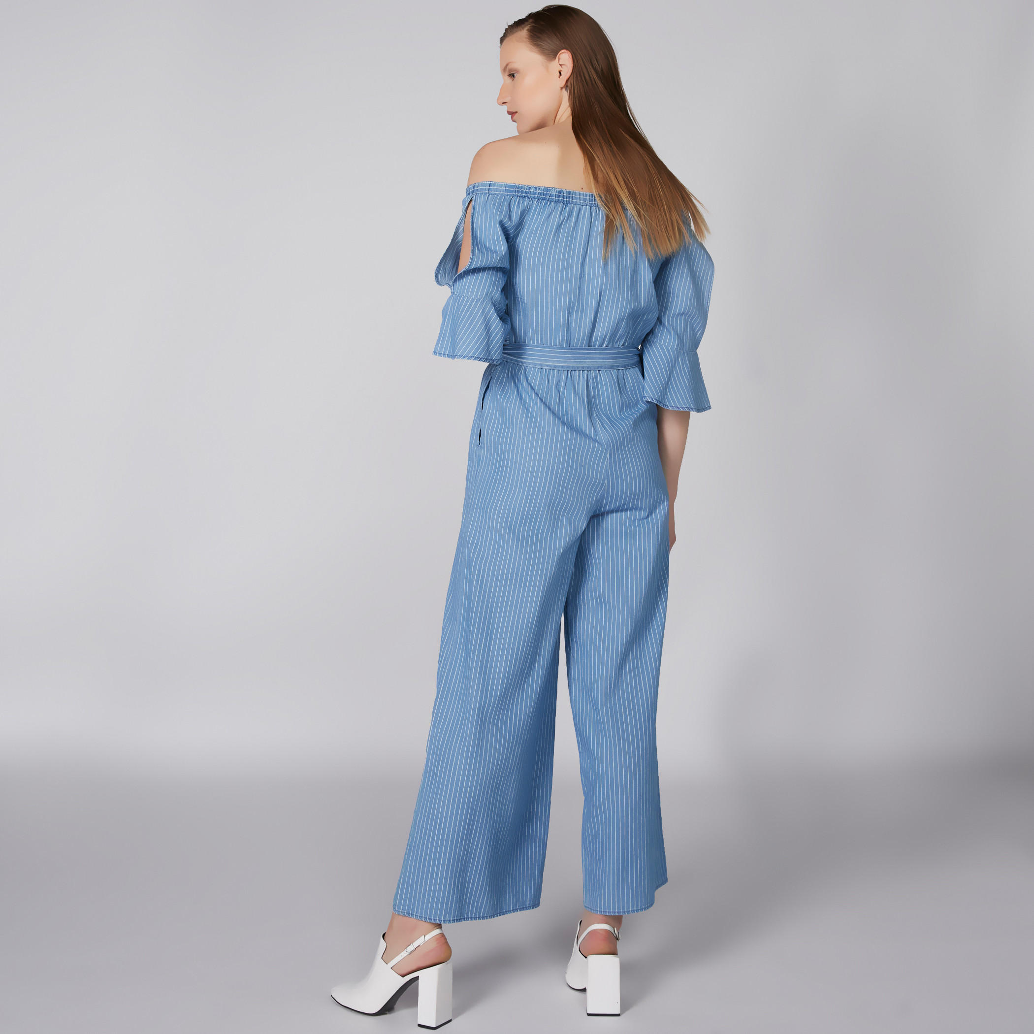 Striped Off Shoulder Jumpsuit with Tie Up Detail-women-clothing-jumpsuits-image-4