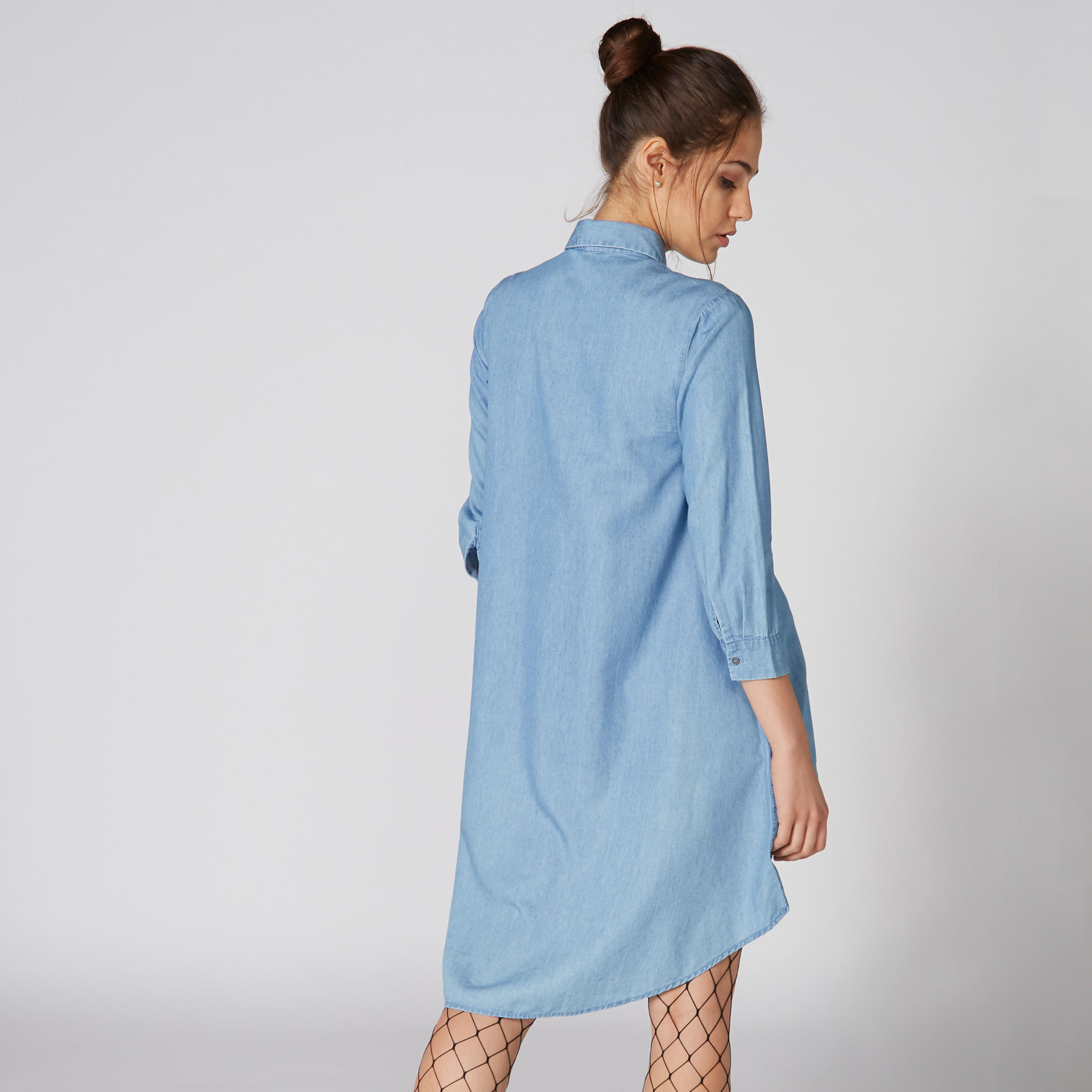 تونيك من الدينم بأكمام 3/4 وحوّاف غير مستوية-women-clothing-shirtsandblouses-blouses-image-2