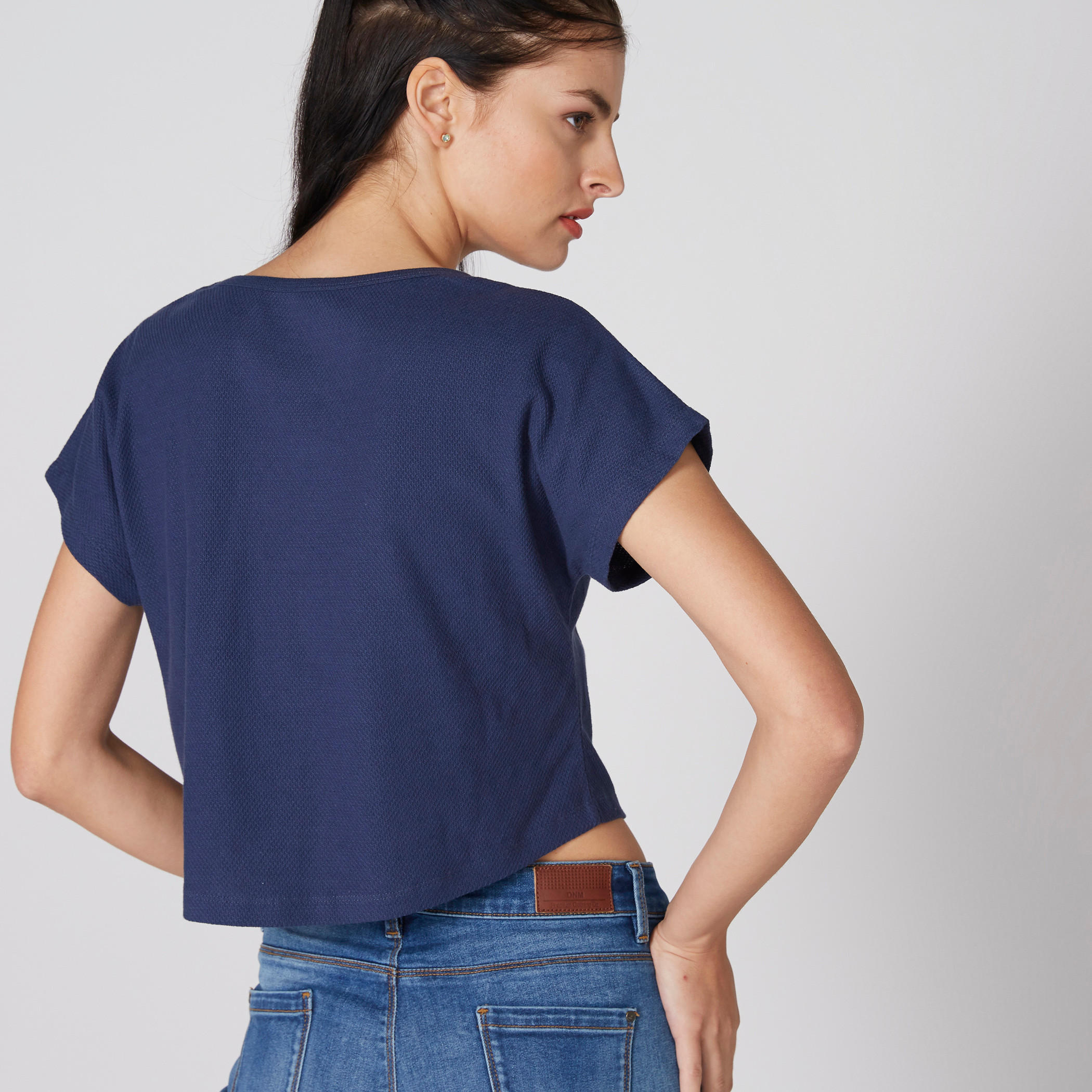 Printed Crop T-Shirt with Round Neck and Extended Sleeves-women-clothing-tshirts-image-2