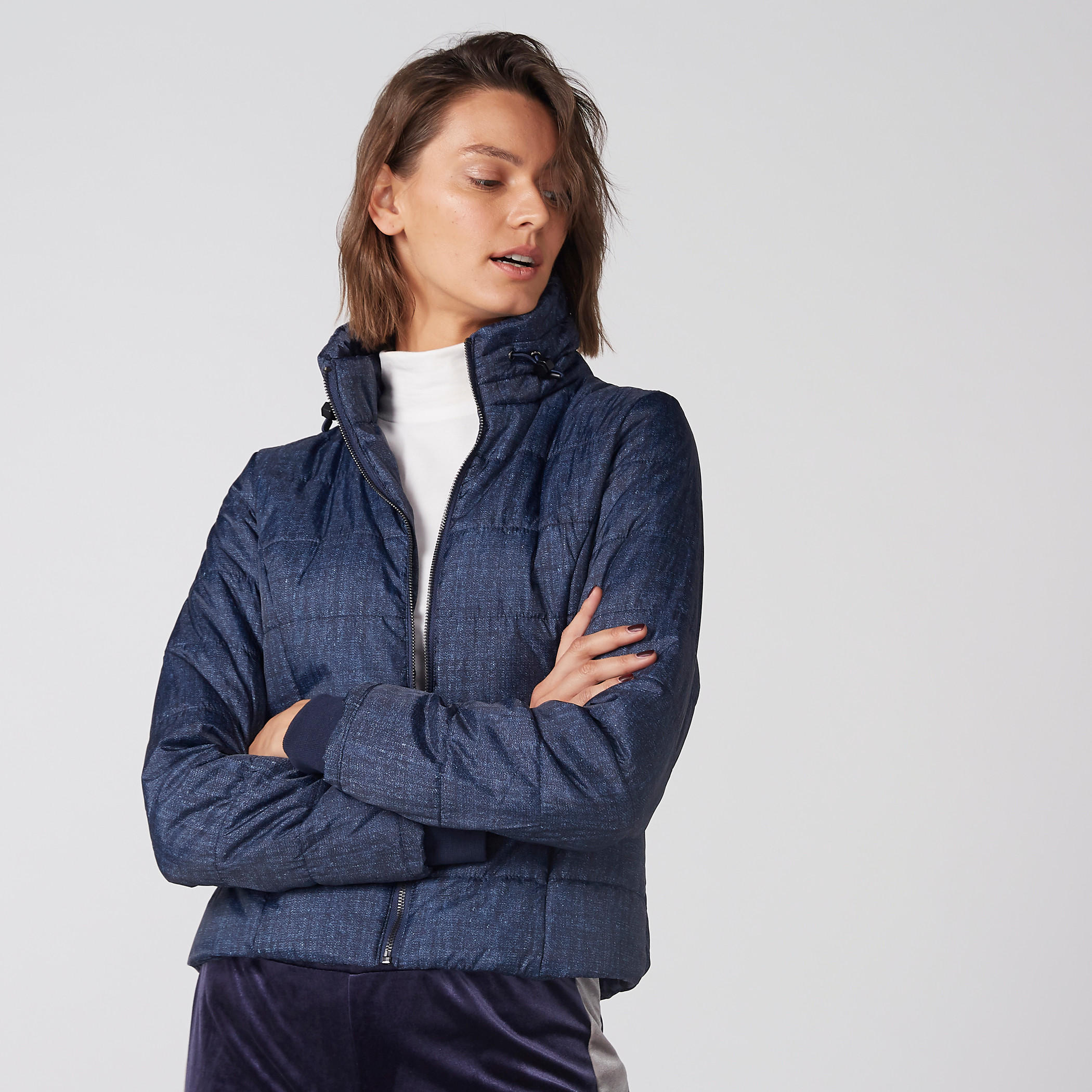 Textured Jacket with Long Sleeves and Zip Closure-women-winterwear-coatsandjackets-jackets-image-1