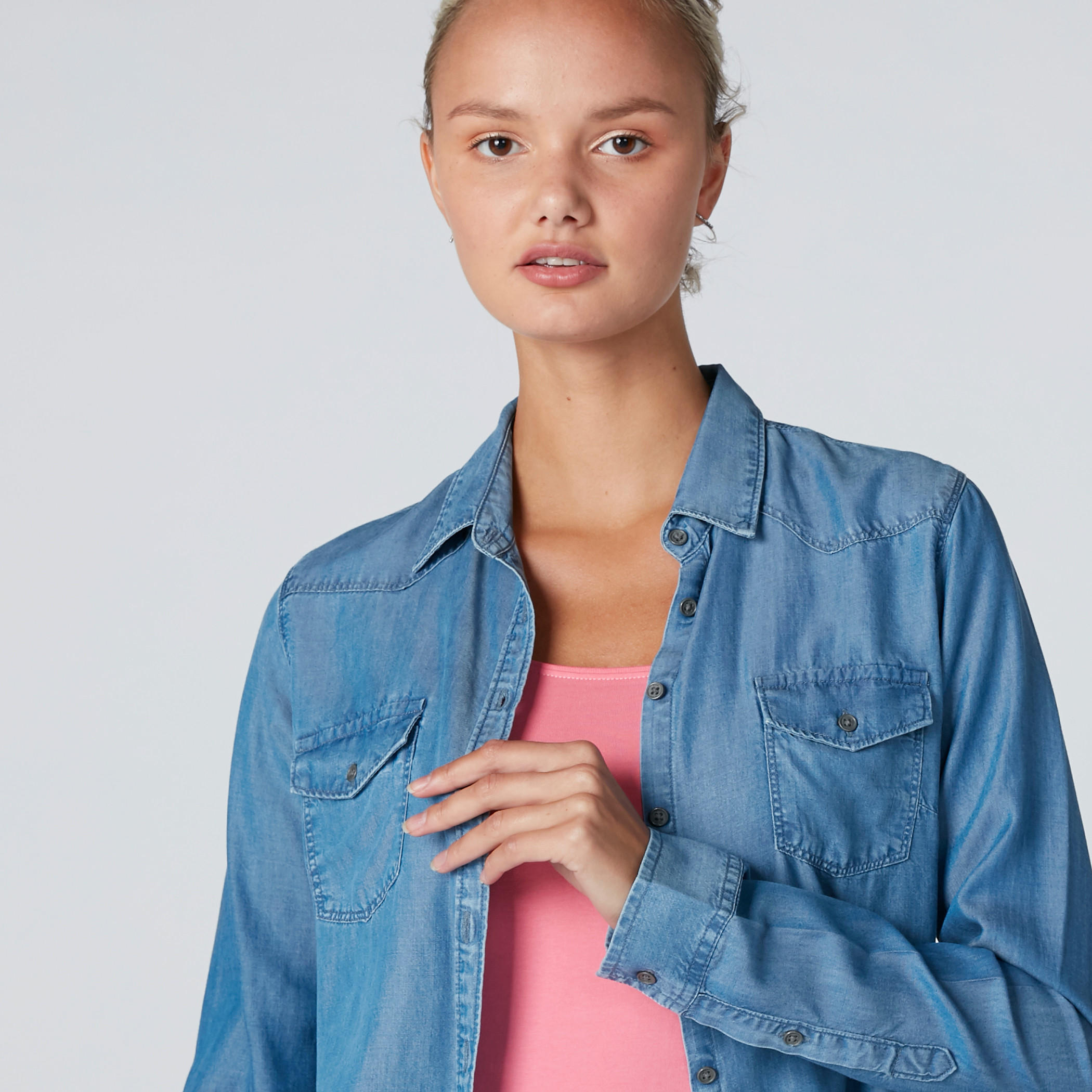 Long Sleeves Denim Shirt in Regular Fit with Complete Placket-women-clothing-shirtsandblouses-shirts-image-3