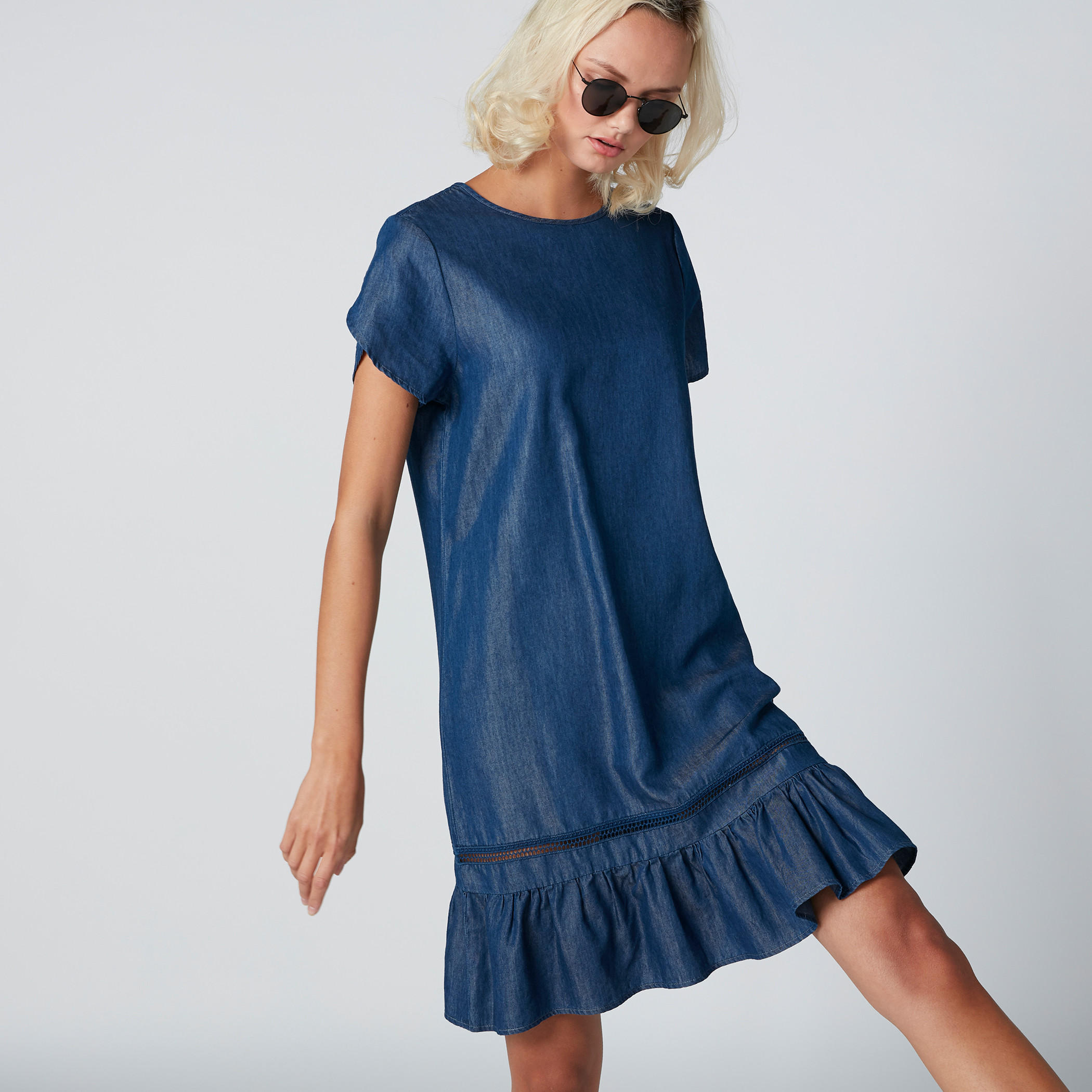 Ruffle Detail Dress with Round Neck-women-clothing-dresses-image-3