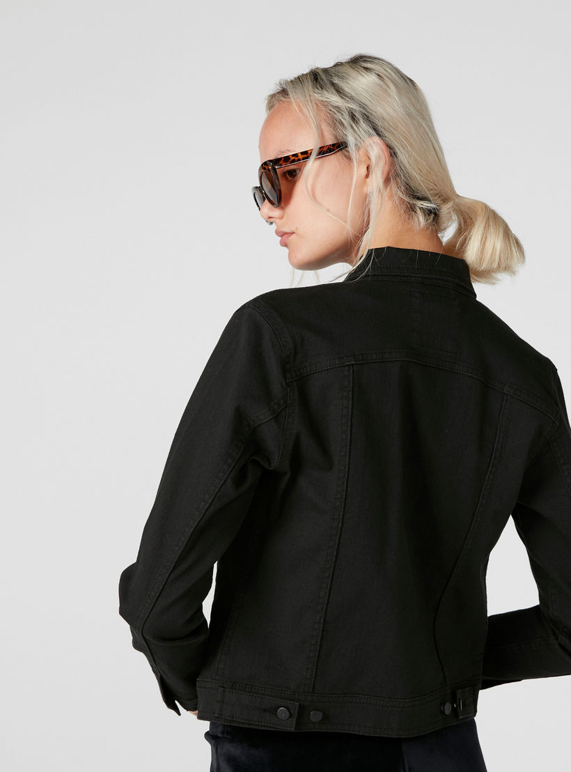 Pocket Detail Denim Jacket with Button Closure-women-winterwear-coatsandjackets-jackets-image-2