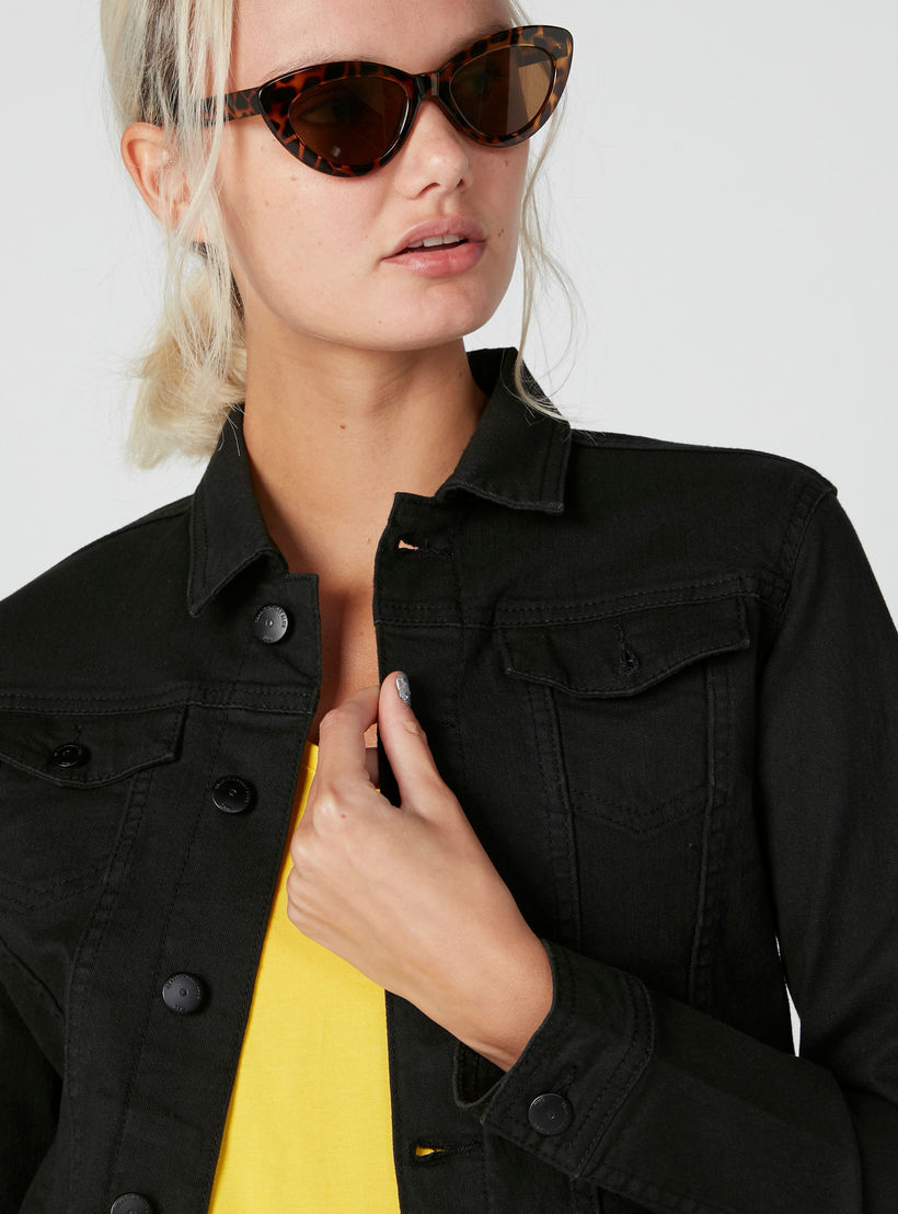 Pocket Detail Denim Jacket with Button Closure-women-winterwear-coatsandjackets-jackets-image-3