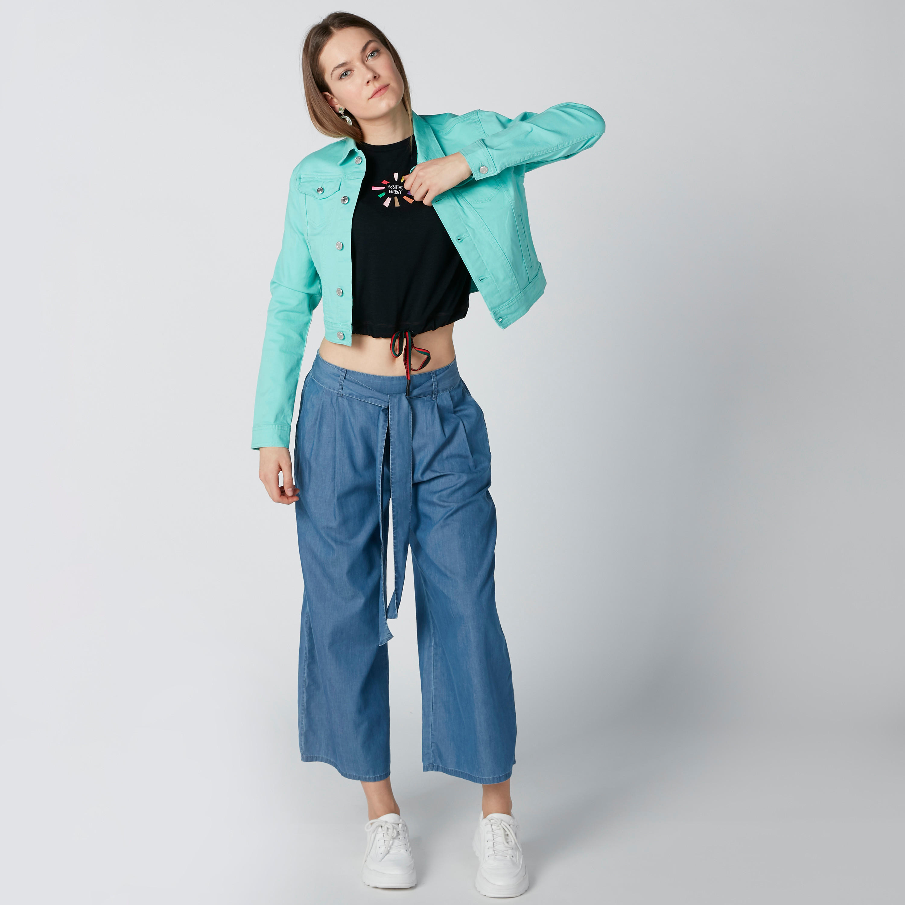 بنطلون بالازو مستدام دينم بحزام وجيوب -women-clothing-bottoms-jeans-image-1