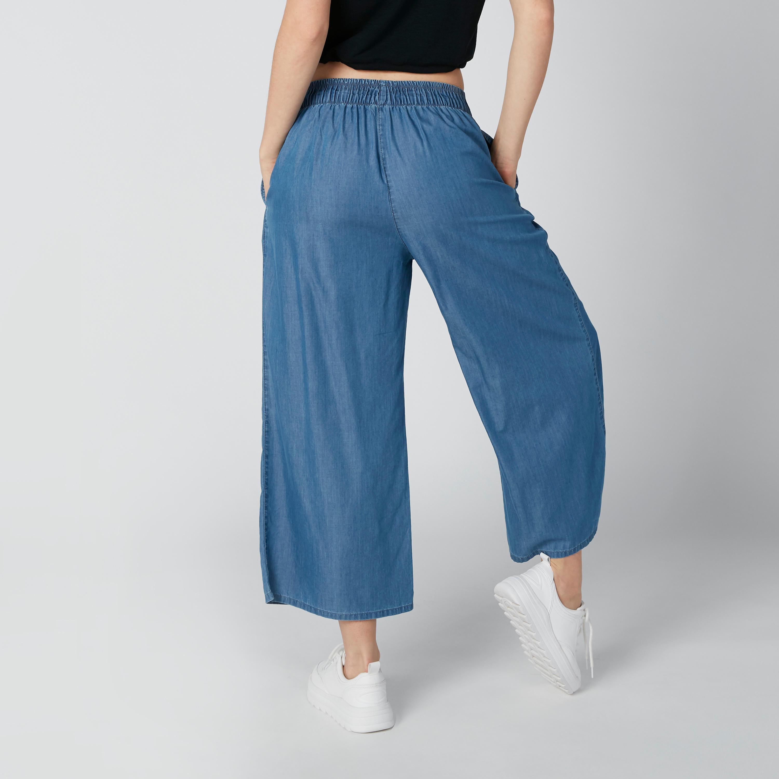 بنطلون بالازو مستدام دينم بحزام وجيوب -women-clothing-bottoms-jeans-image-2