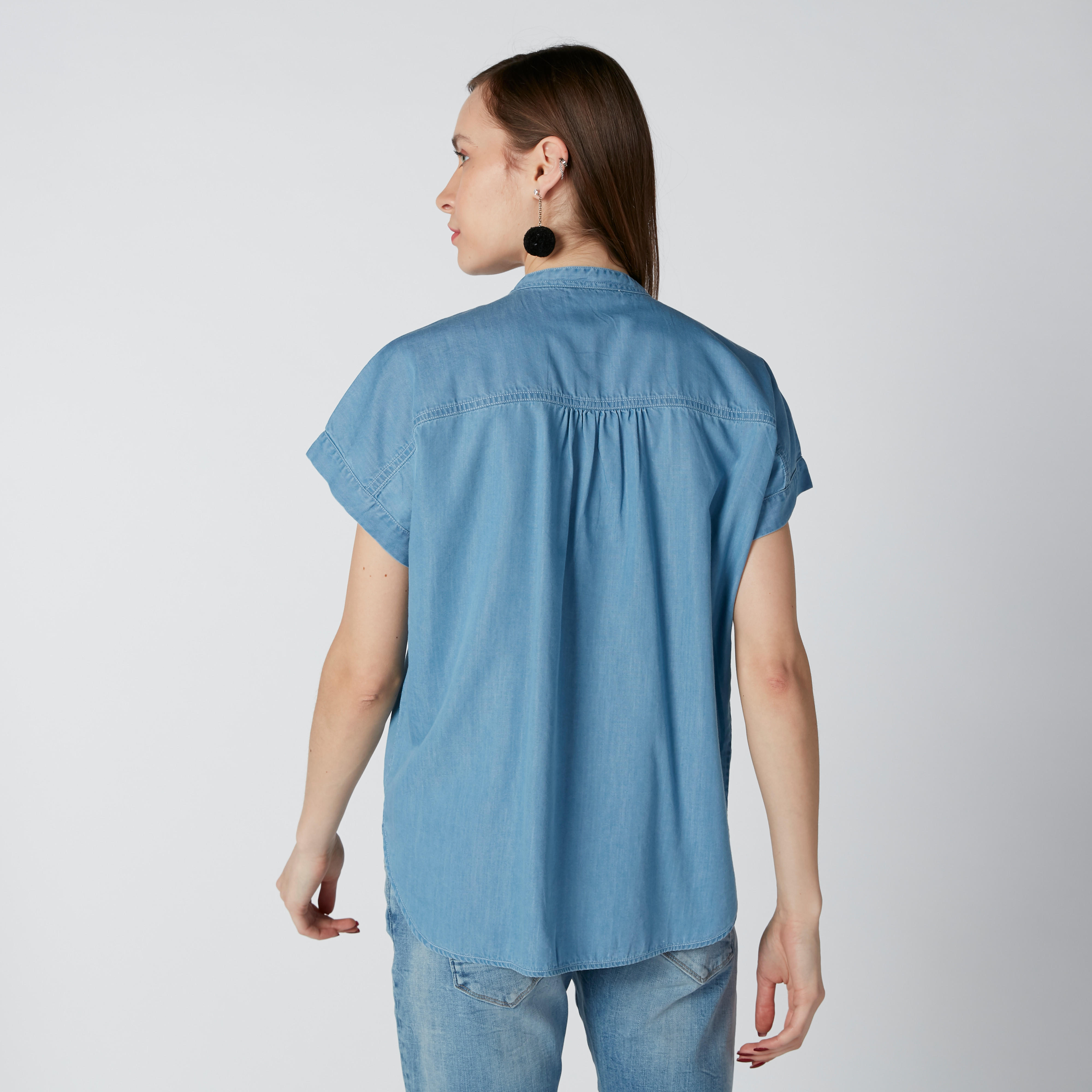 بلوزة مستدامة بياقة ماندارين وأكمام متصلة -women-clothing-shirtsandblouses-blouses-image-8