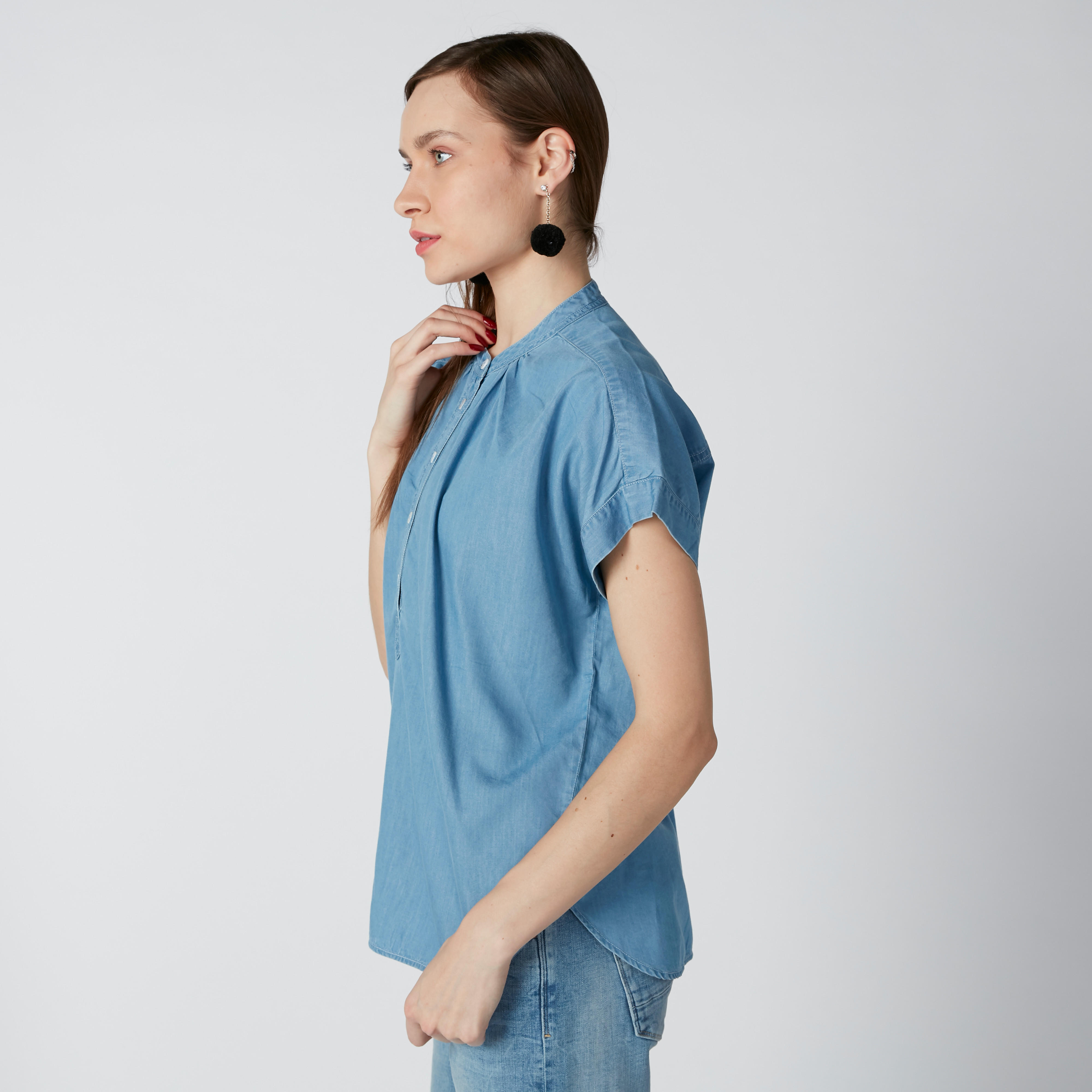 بلوزة مستدامة بياقة ماندارين وأكمام متصلة -women-clothing-shirtsandblouses-blouses-image-9