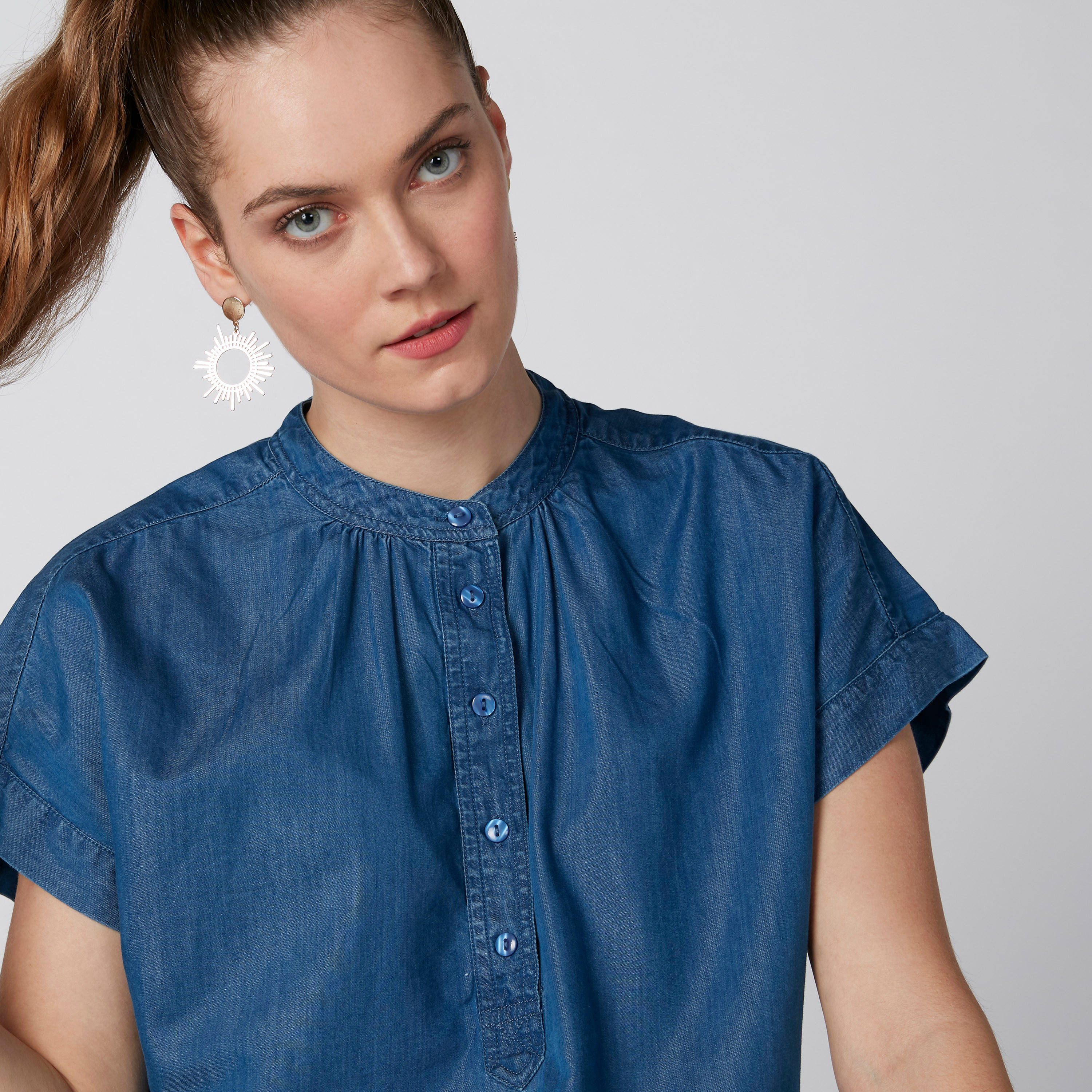 بلوزة مستدامة بياقة ماندارين وأكمام متصلة -women-clothing-shirtsandblouses-blouses-image-5