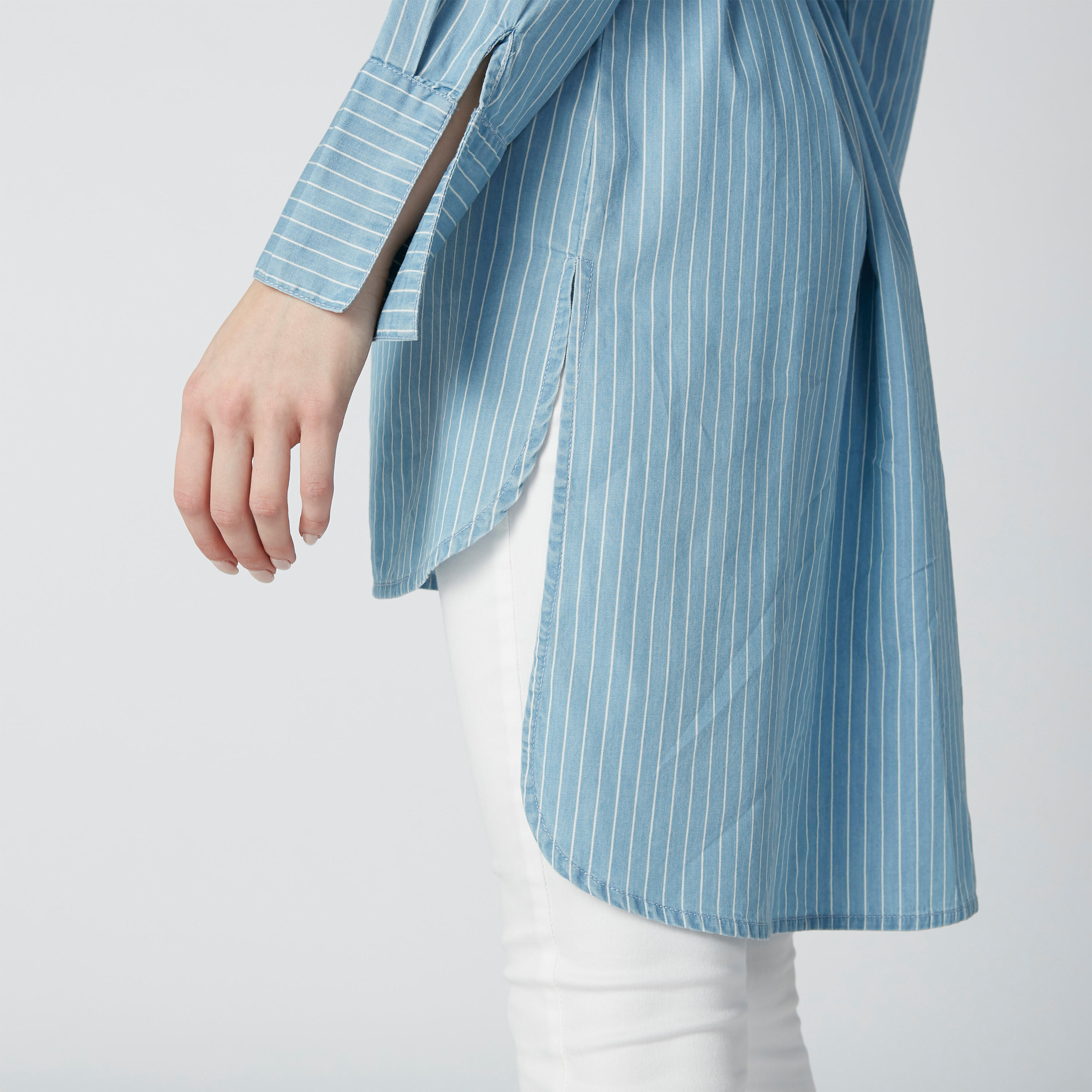 تونيك مستدام مقلّم بأكمام طويلة وحوّاف غير مستوية-women-clothing-shirtsandblouses-blouses-image-5