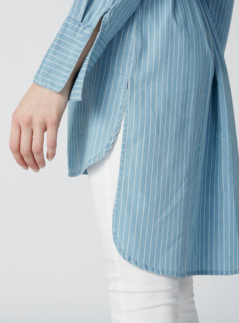 تونيك مستدام مقلّم بأكمام طويلة وحوّاف غير مستوية-women-clothing-shirtsandblouses-blouses-image-5