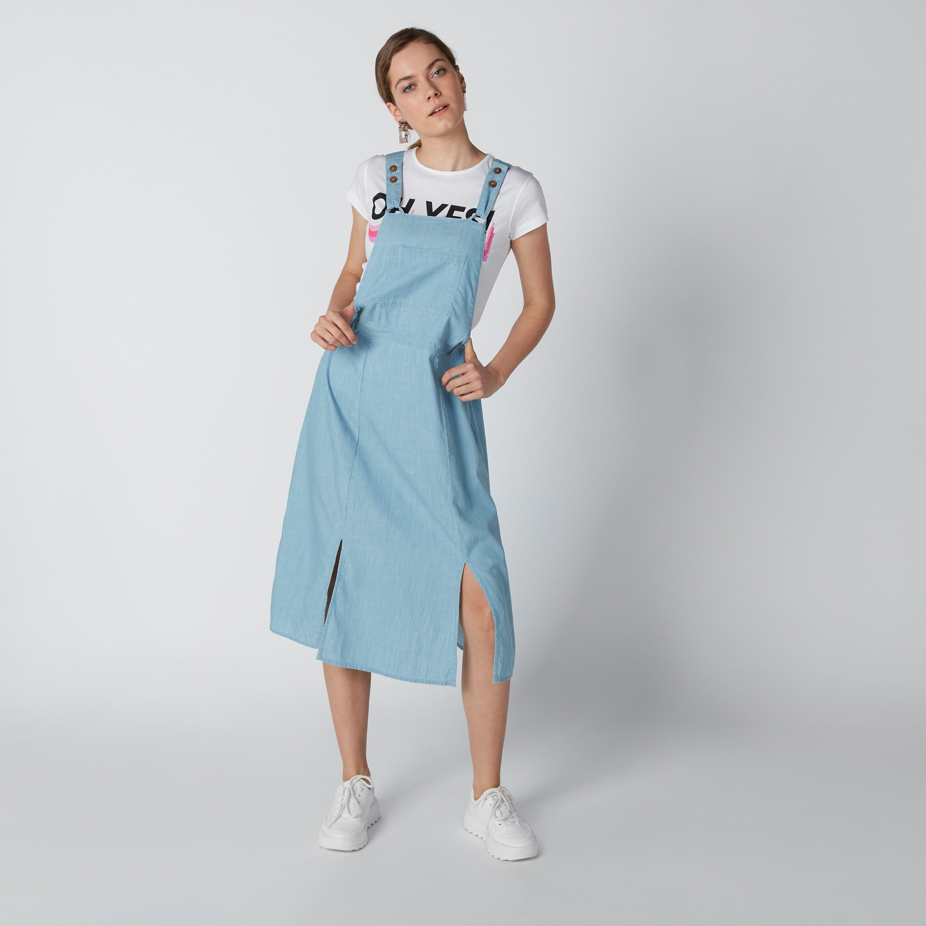 Sustainable Midi Denim Pinafore with Pocket Detail and Slits-women-clothing-dresses-image-3