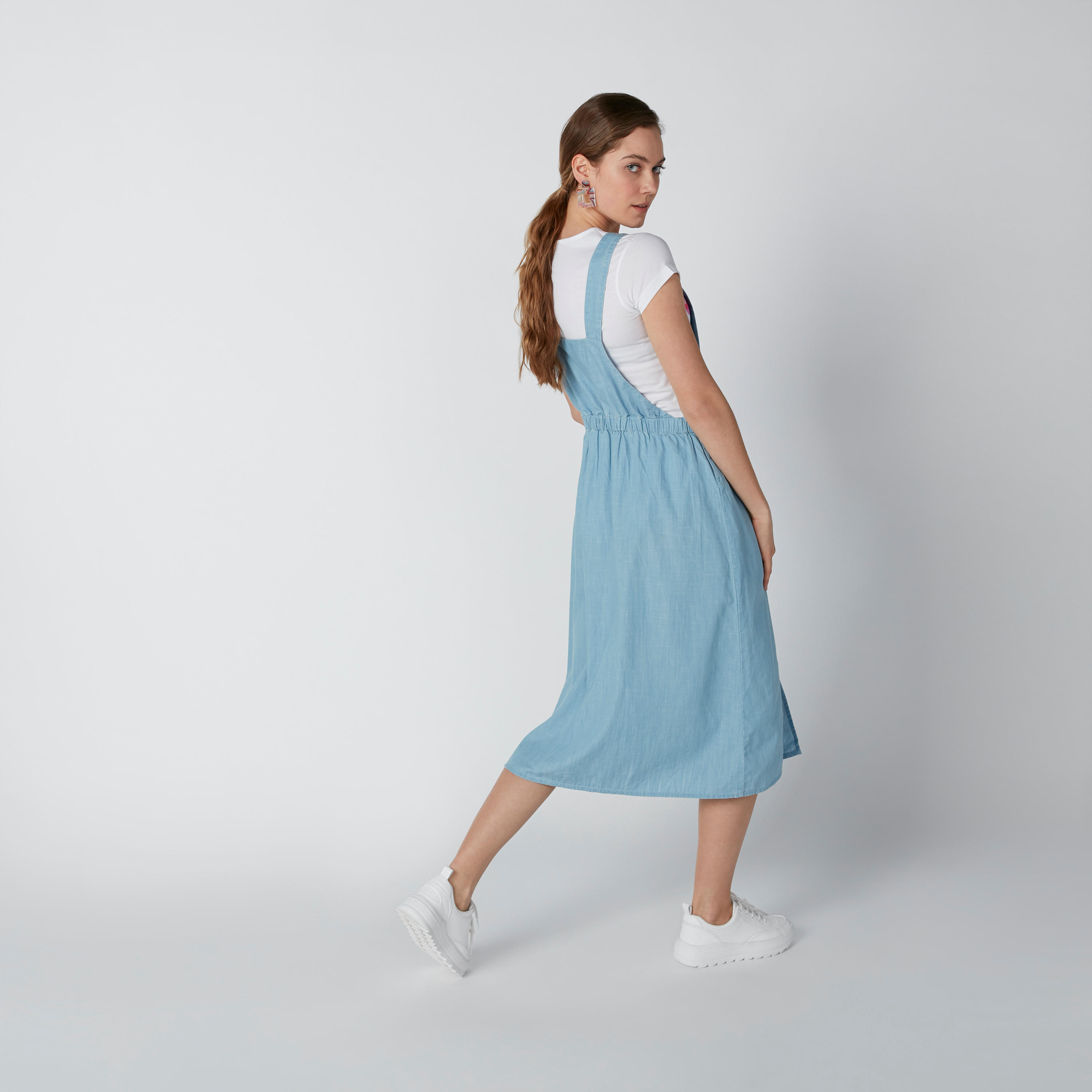 Sustainable Midi Denim Pinafore with Pocket Detail and Slits-women-clothing-dresses-image-7