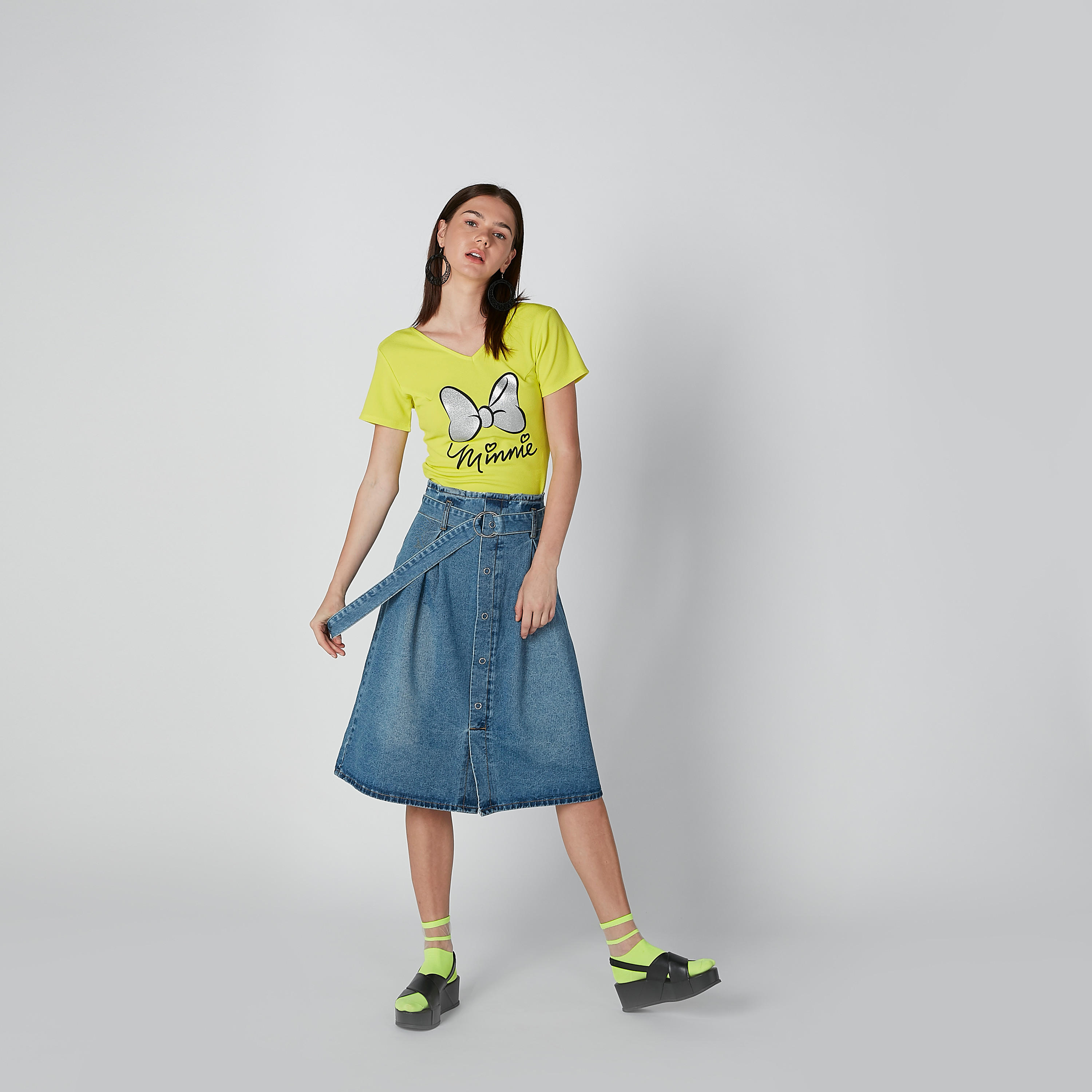 تنورة مستدامة ميدي إيه لاين سادة بحلقات -women-clothing-bottoms-skirts-image-5