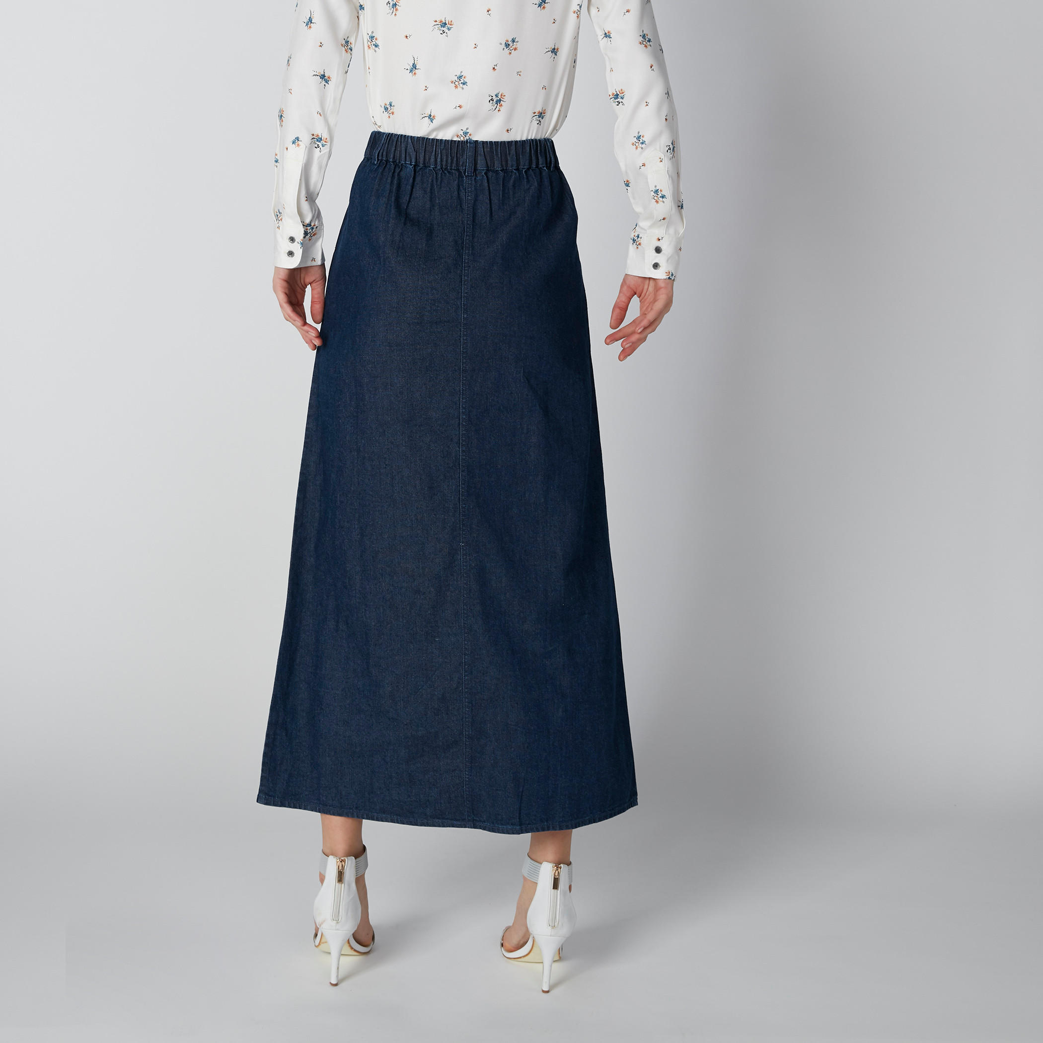 تنورة مستدامة طويلة بأزرار وجيوب -women-clothing-bottoms-skirts-image-3
