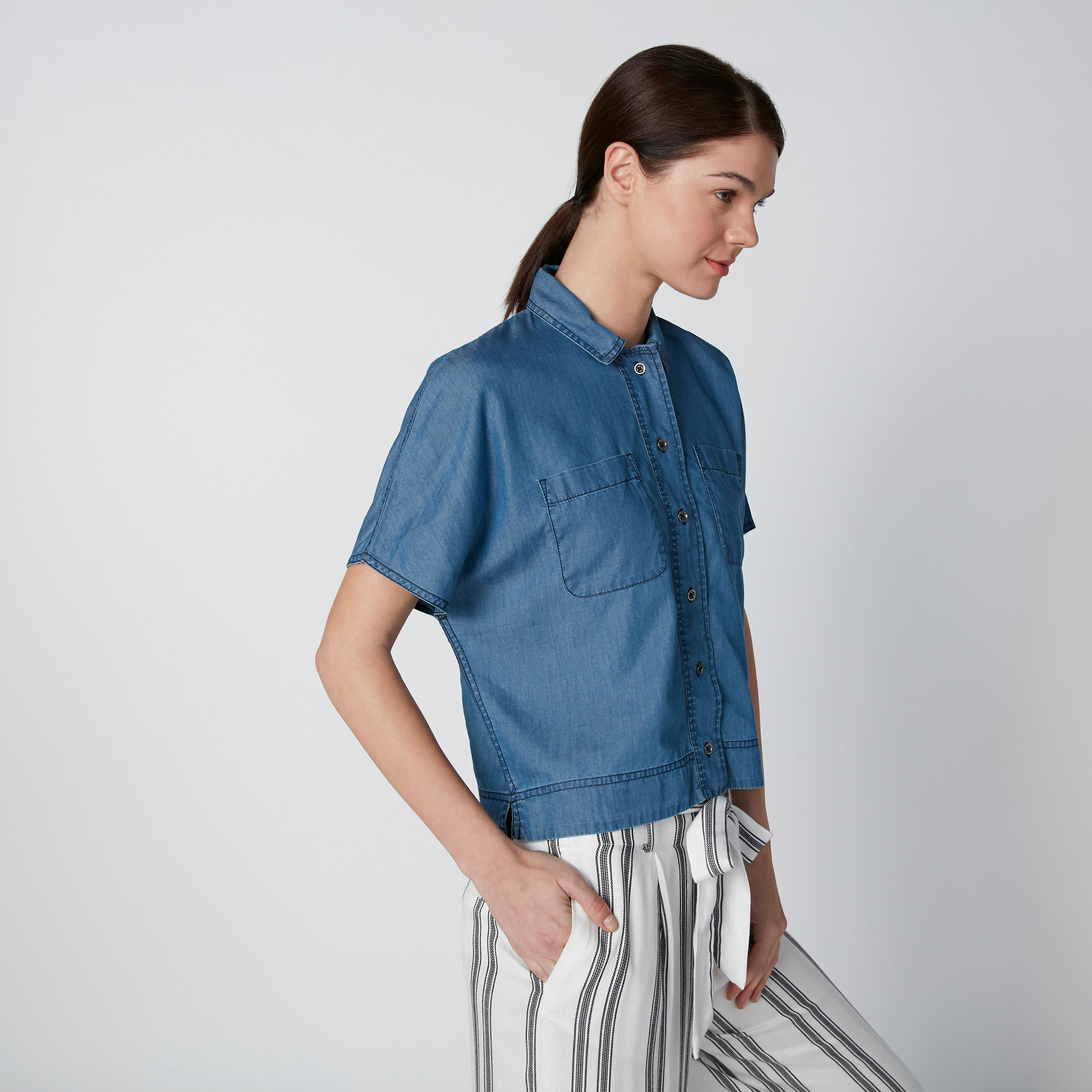 قميص بأكمام متصلة وجيوب-women-clothing-shirtsandblouses-shirts-image-1