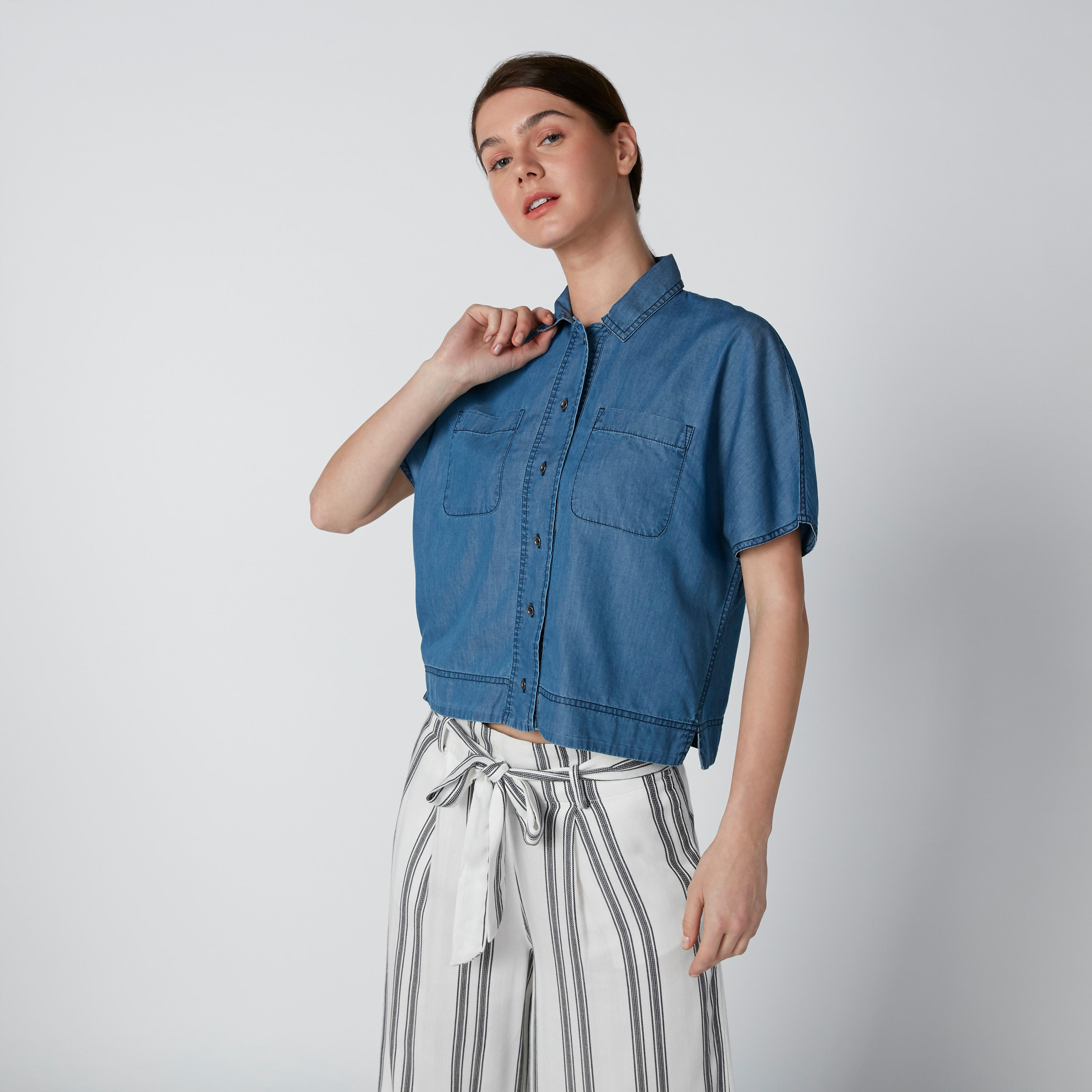 قميص بأكمام متصلة وجيوب-women-clothing-shirtsandblouses-shirts-image-5