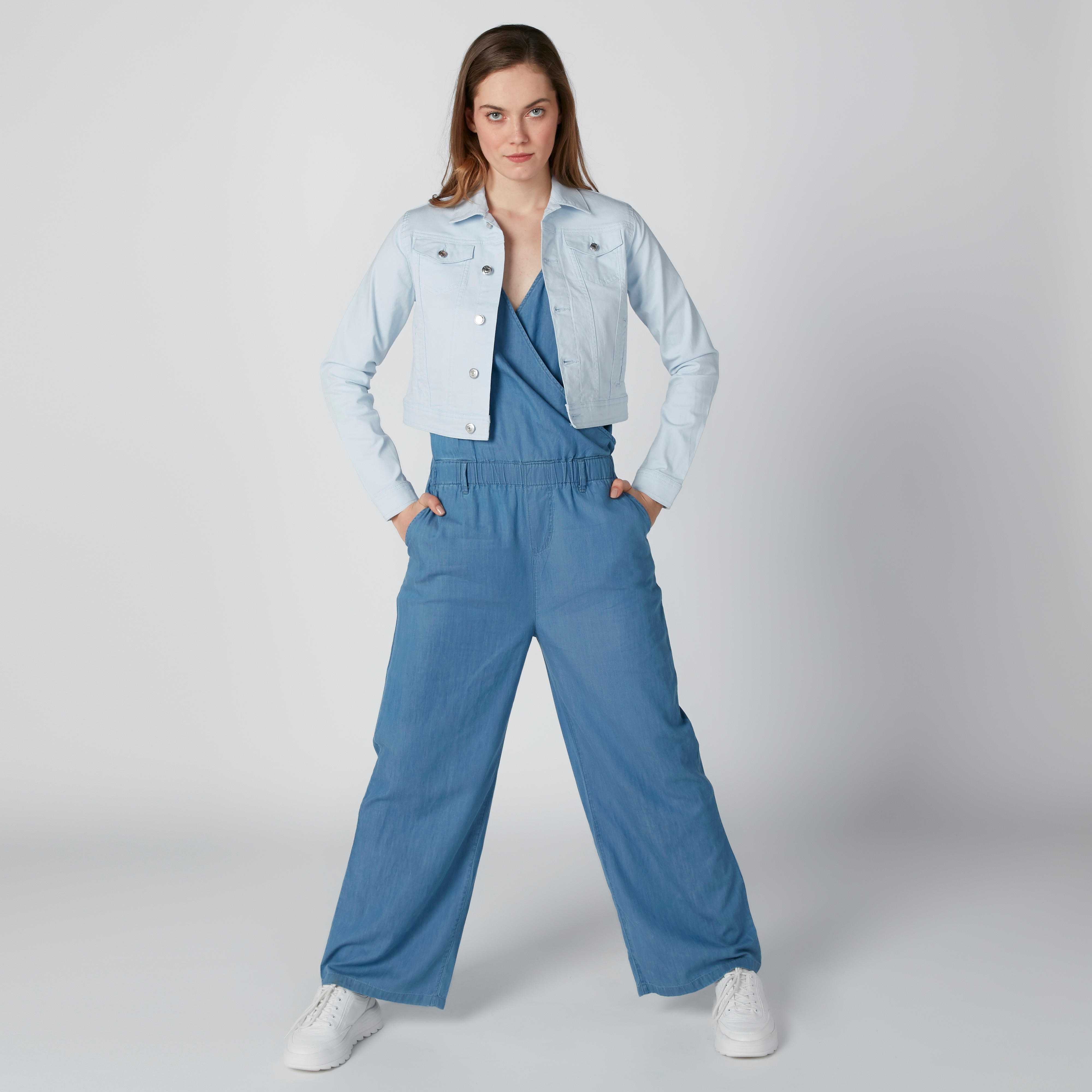 Solid Denim Jacket with Pocket Detail and Long Sleeves-women-winterwear-coatsandjackets-jackets-image-1