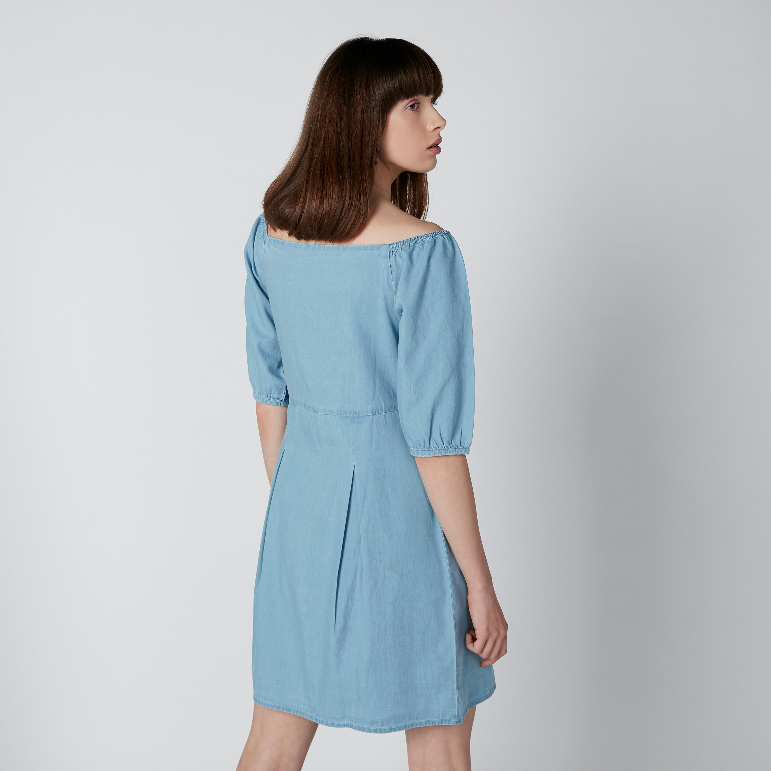 فستان قميص دينم بأكمام قصيرة-women-clothing-dresses-image-2