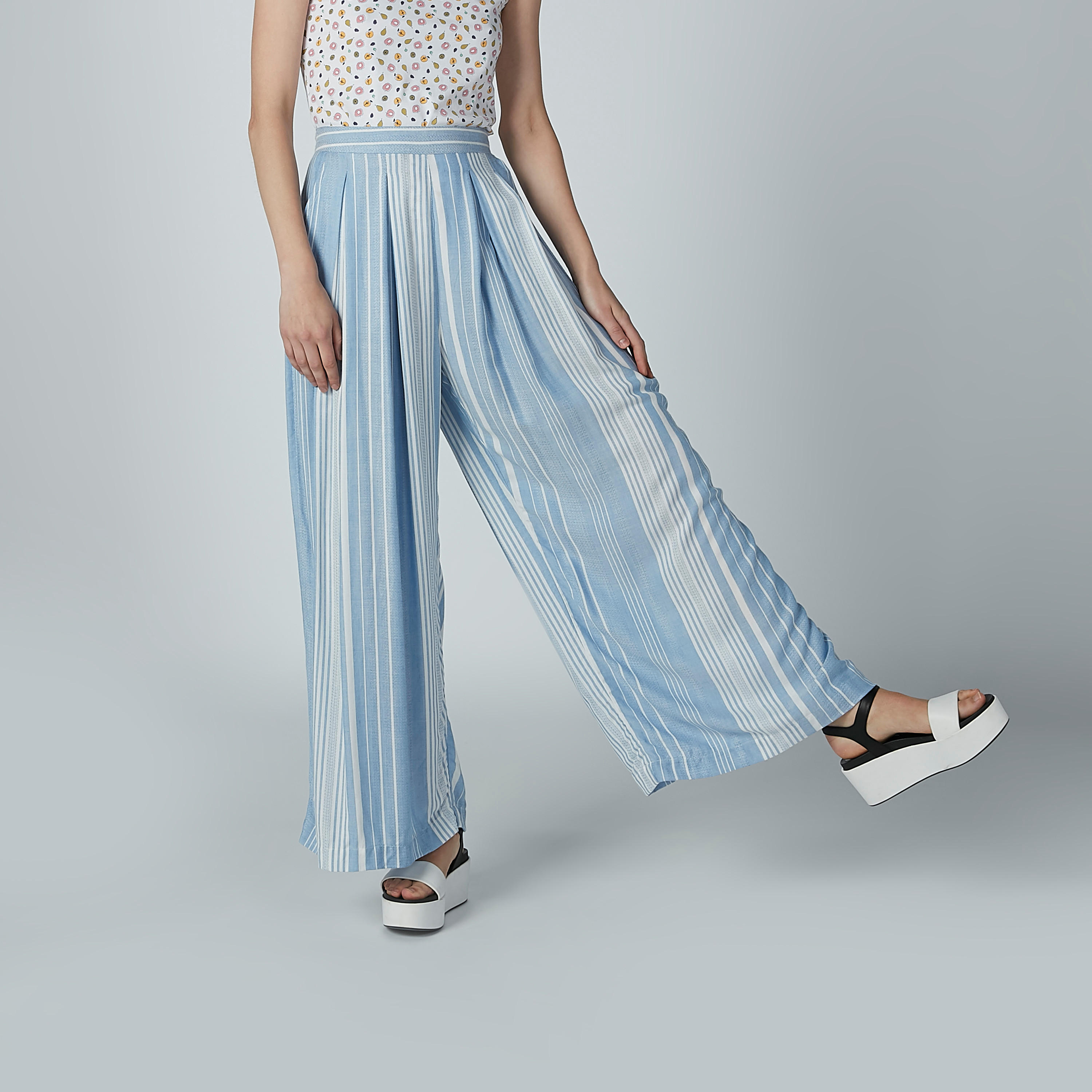 Striped Palazzo Pants with Elasticized Waistband-women-clothing-bottoms-trousers-image-1