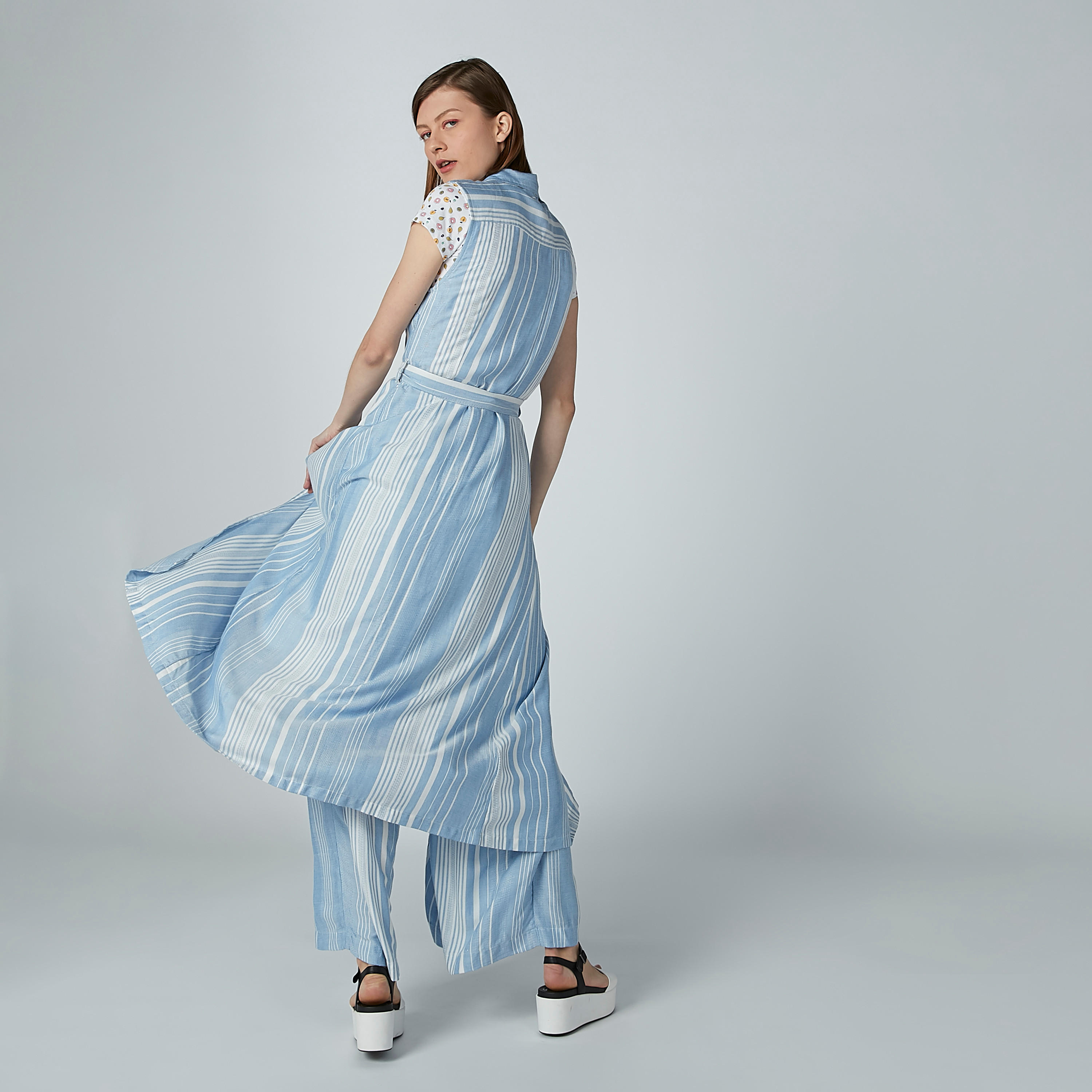 Striped Sleeveless Dress with Pocket Detail and Tie Ups-women-clothing-dresses-image-4