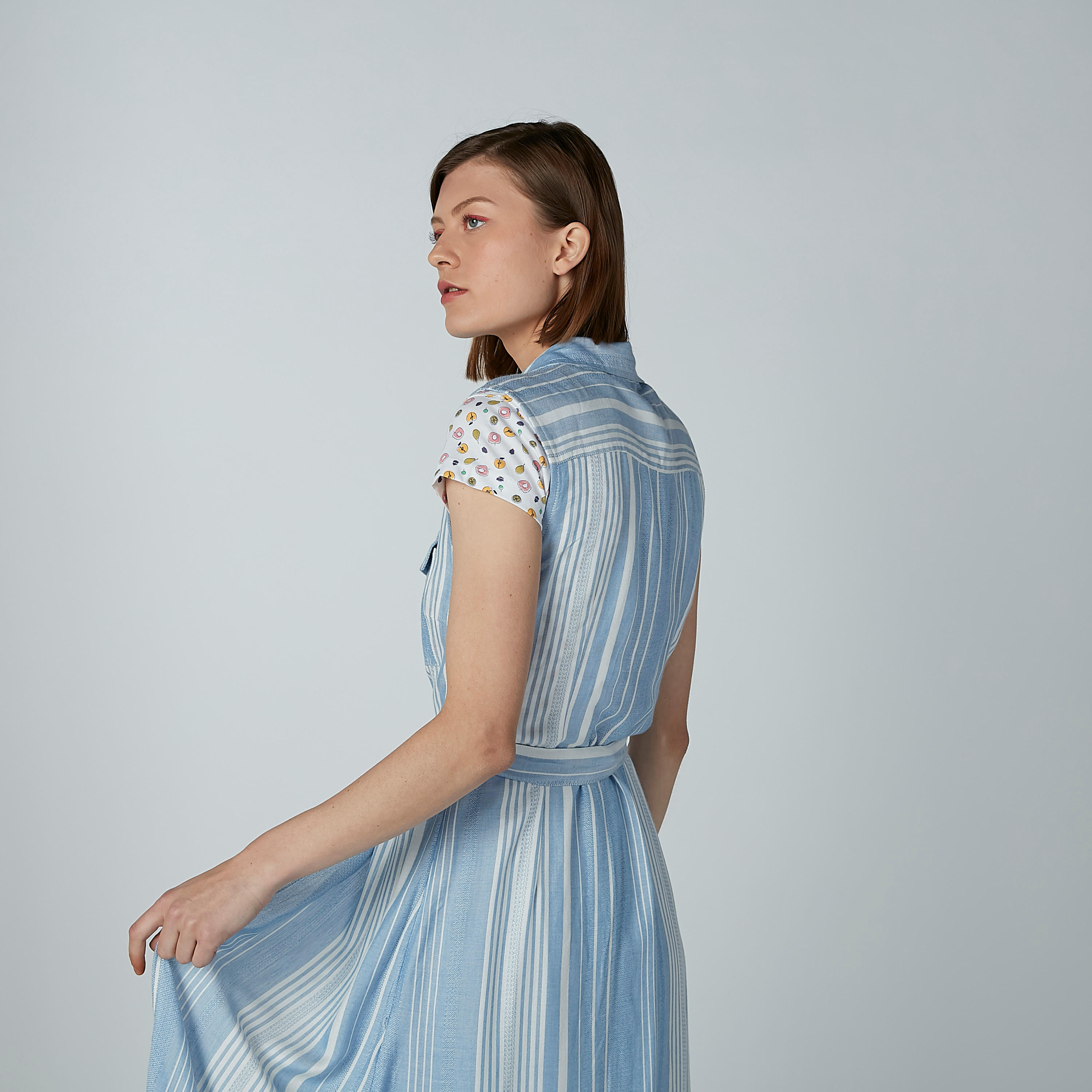 Striped Sleeveless Dress with Pocket Detail and Tie Ups-women-clothing-dresses-image-7