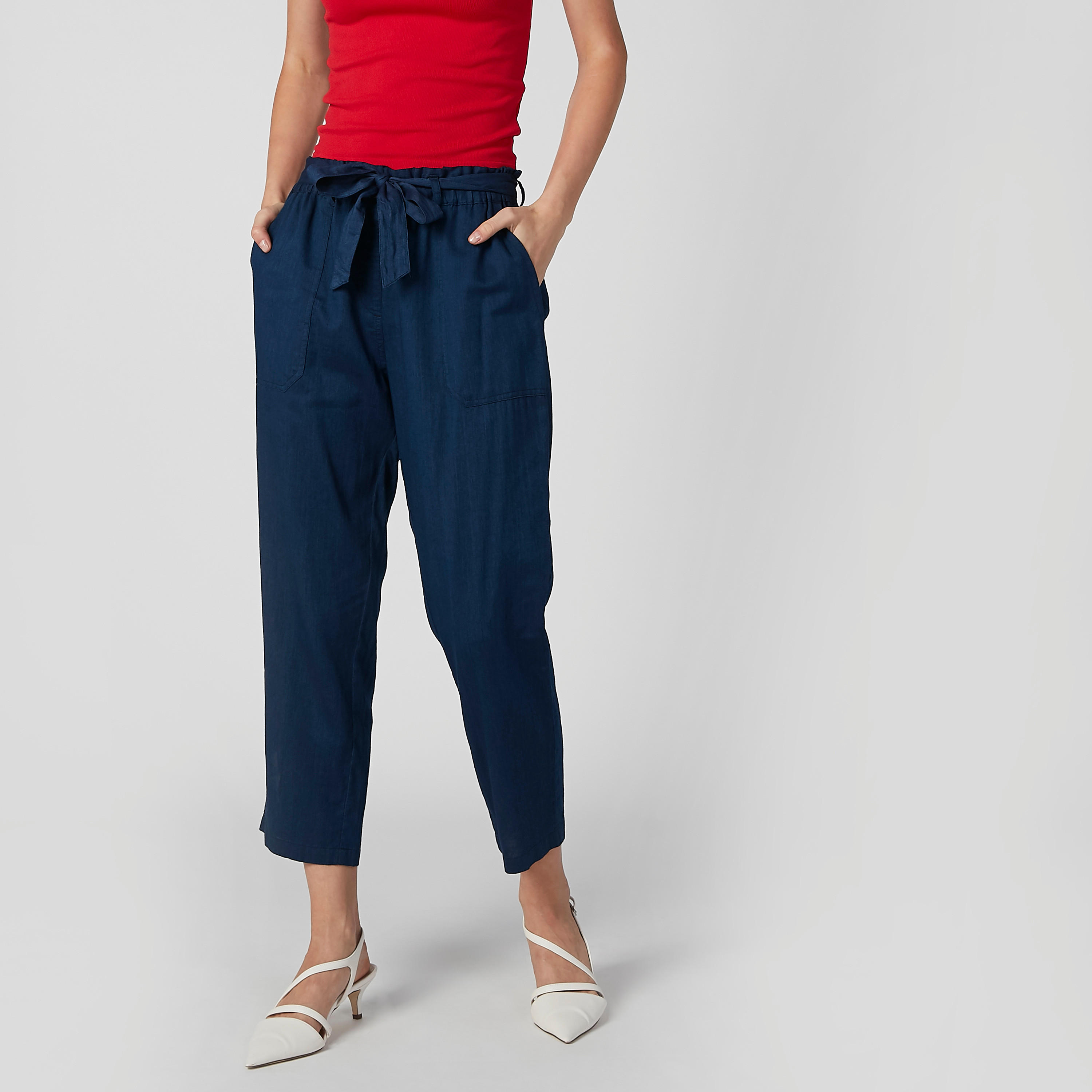 بنطال سادة بخصر بيبرباج وجيوب-women-clothing-bottoms-trousers-image-4