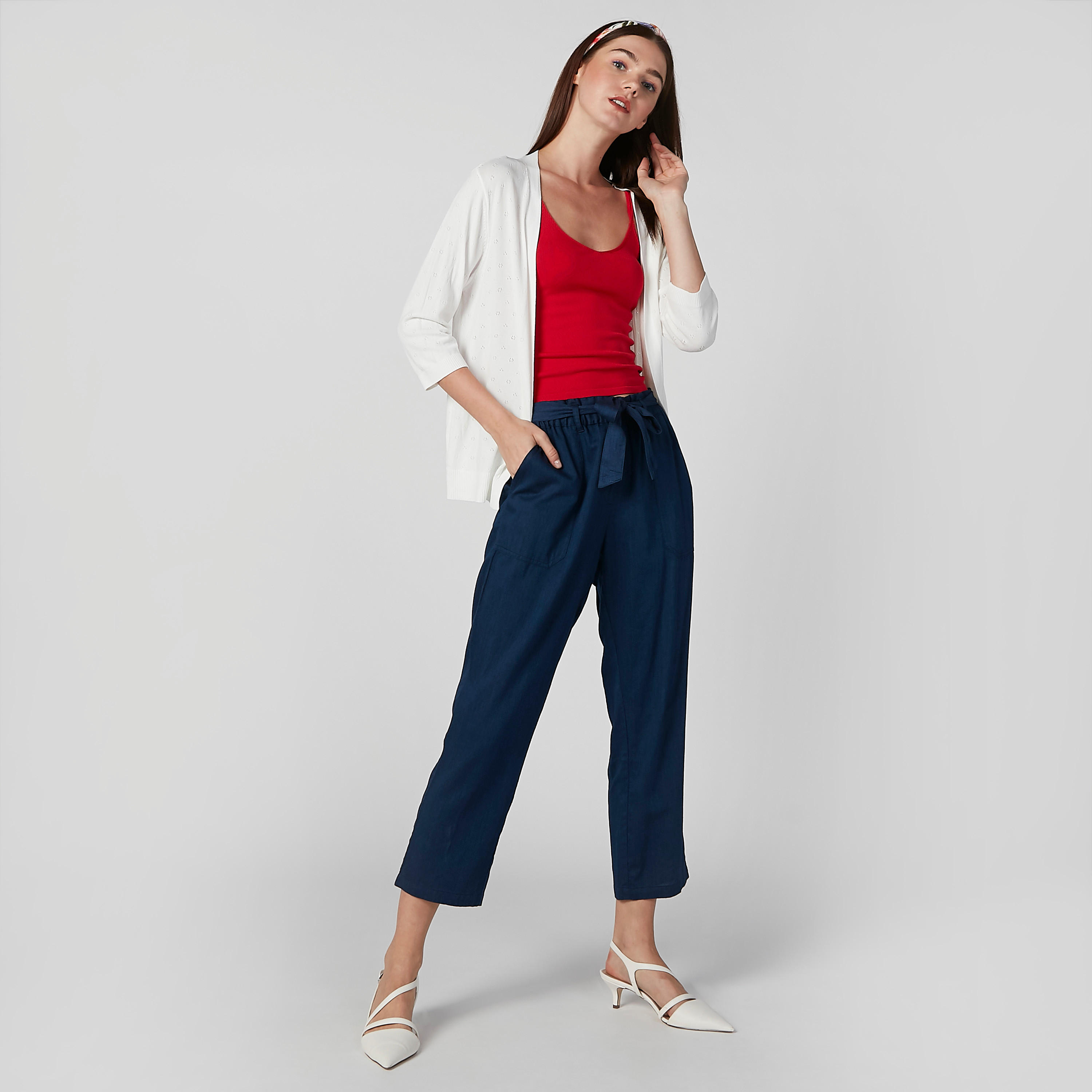 بنطال سادة بخصر بيبرباج وجيوب-women-clothing-bottoms-trousers-image-5