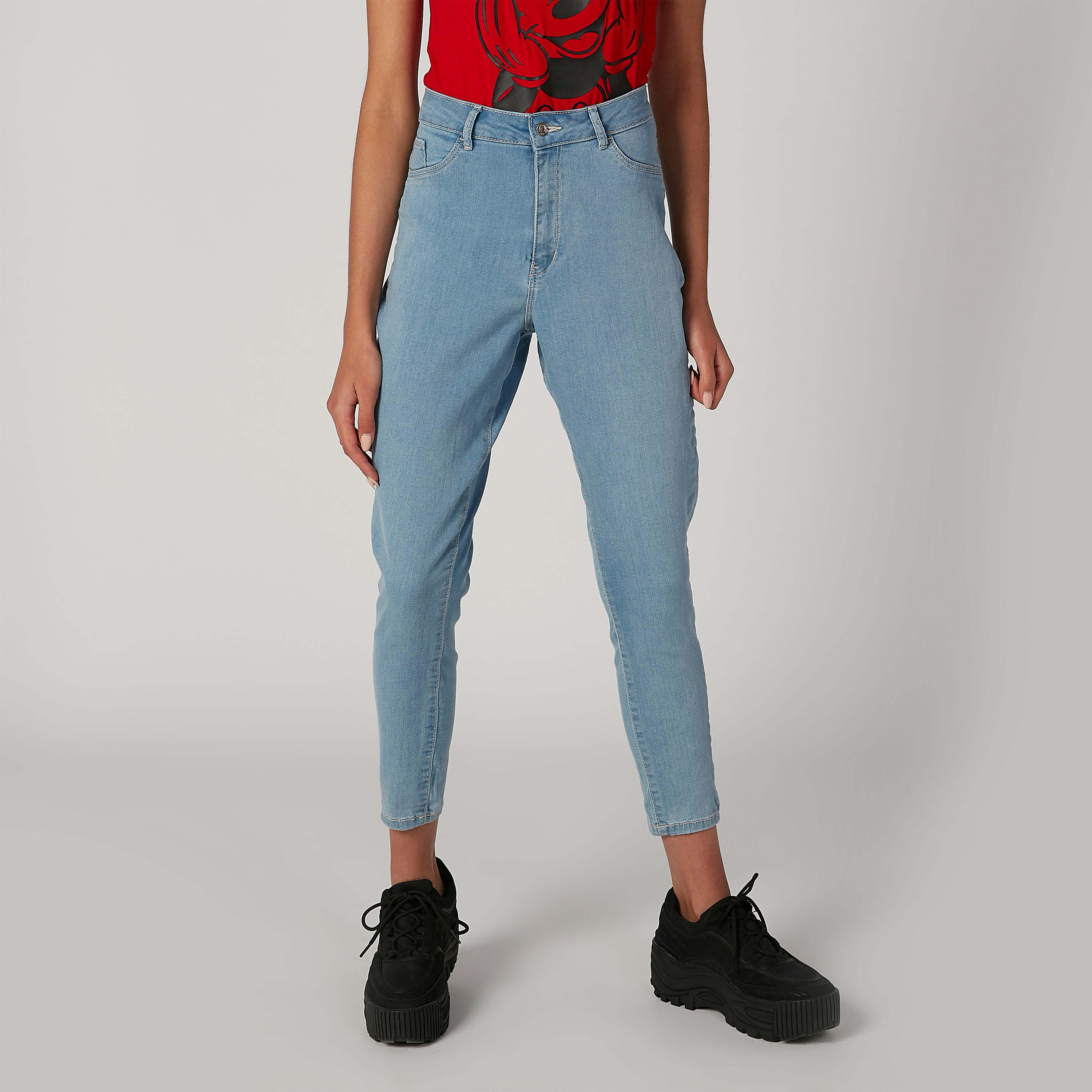 بنطلون جينز مستدام طويل سكيني بخصر متوسط الارتفاع وجيوب -women-clothing-bottoms-jeans-image-1