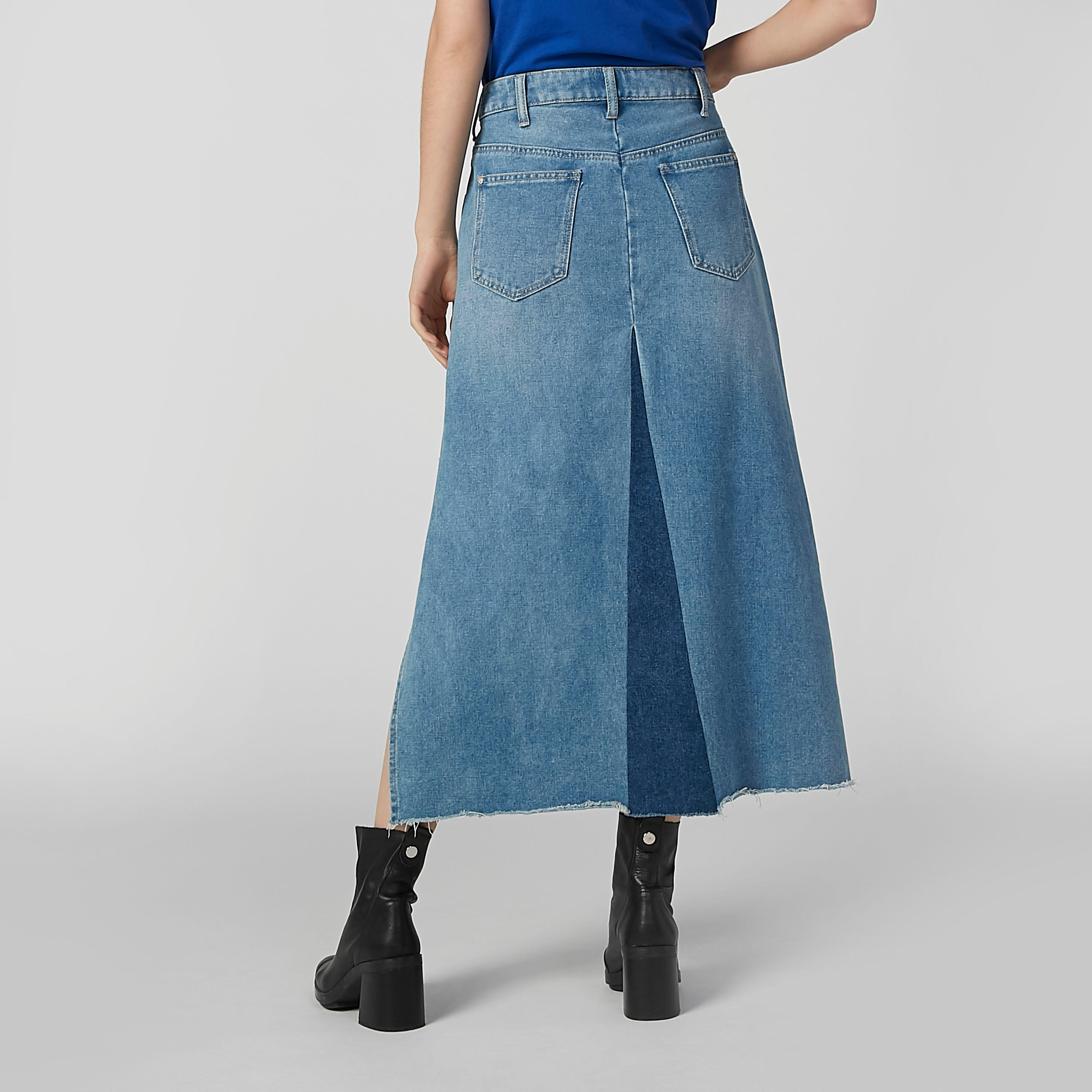 تنورة دنيم ميدي إيه لاين بتفاصيل جيب وفتحة-women-clothing-bottoms-skirts-image-2
