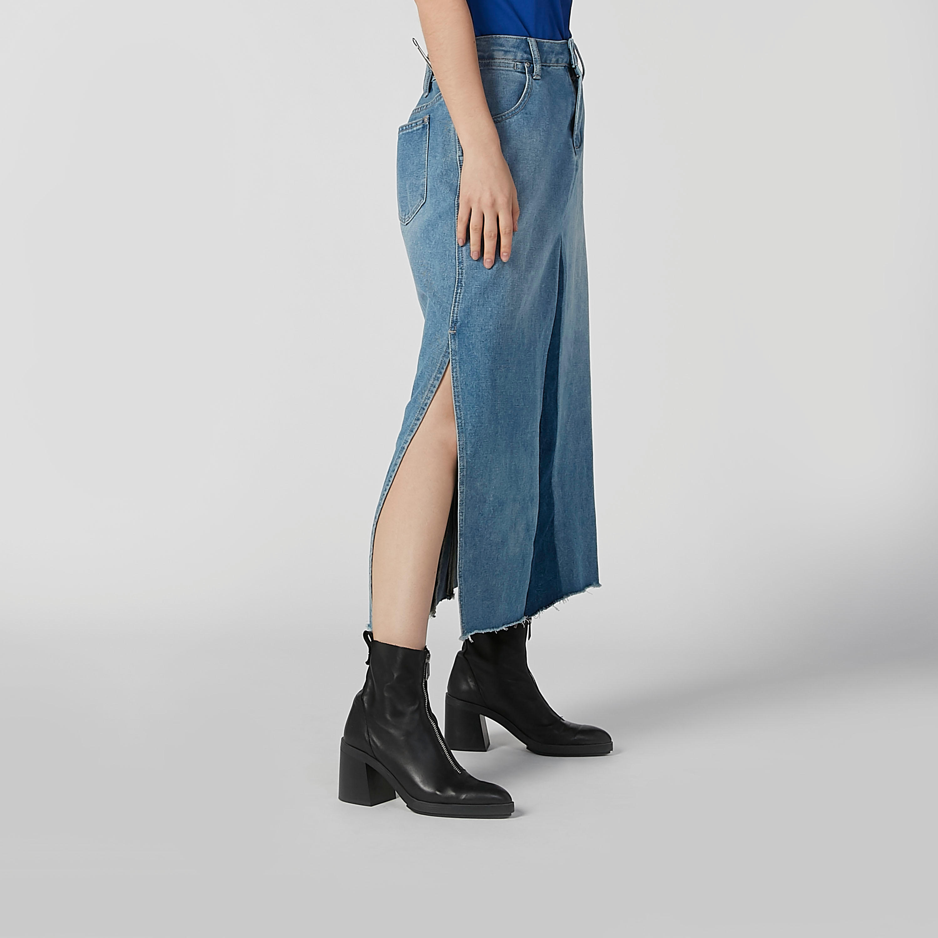 تنورة دنيم ميدي إيه لاين بتفاصيل جيب وفتحة-women-clothing-bottoms-skirts-image-4
