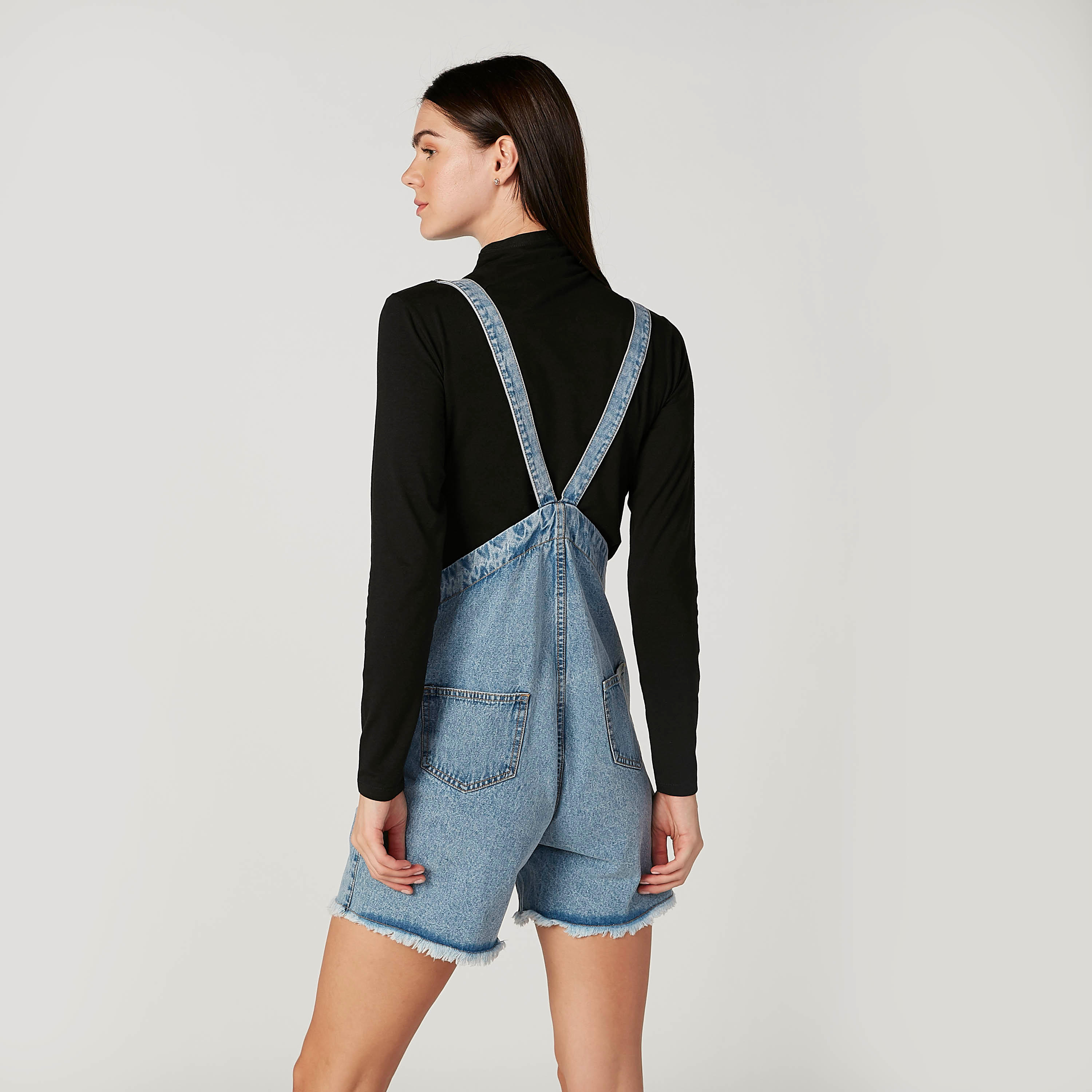 سروال دنغري مستدام سكيني فيت بخصر متوسّط الارتفاع وجيوب-women-clothing-bottoms-shorts-image-4
