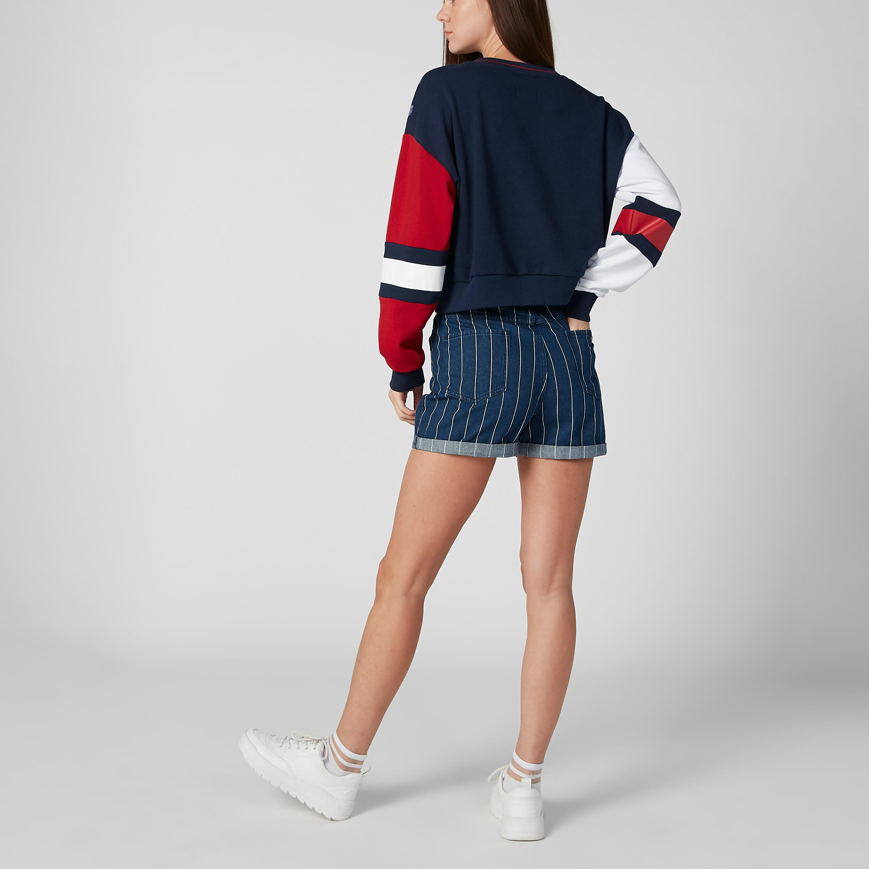 شورت مستدام مقلّم سكيني بخصر متوسط الارتفاع وجيوب -women-clothing-bottoms-shorts-image-4