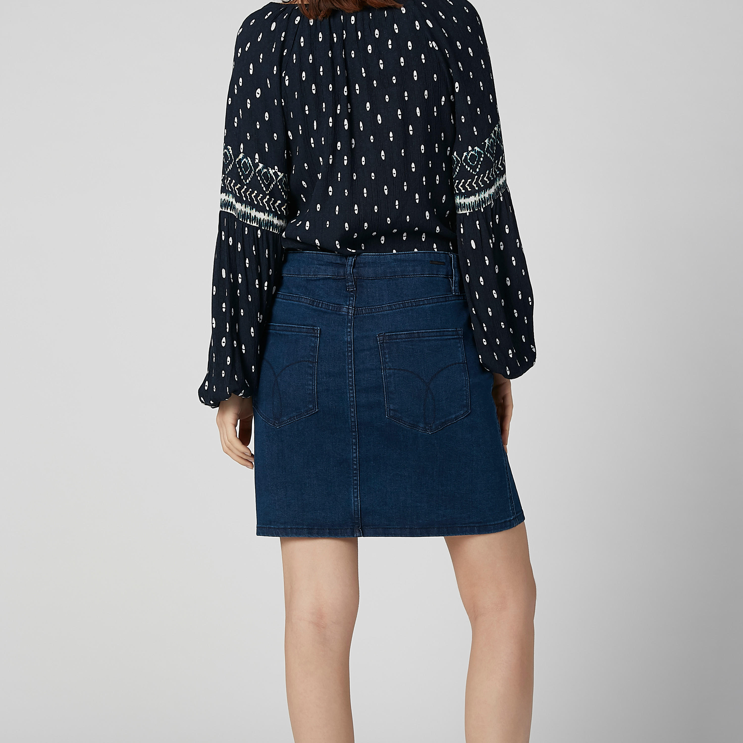 تنورة مستدامة دينم قصيرة إيه لاين بجيوب -women-clothing-bottoms-skirts-image-4