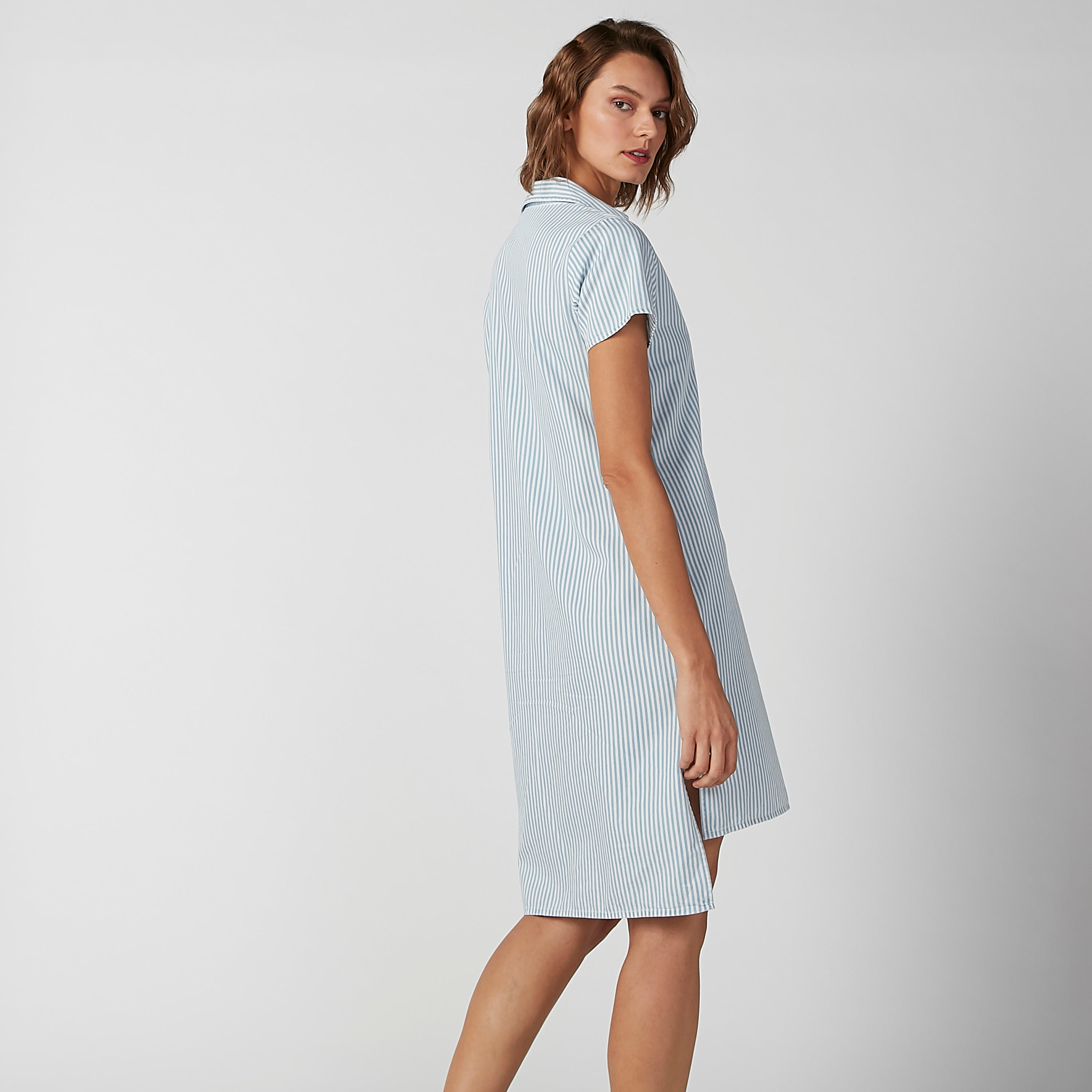 Sustainable Striped Shift Dress with High-Low Hemline-women-clothing-dresses-image-5