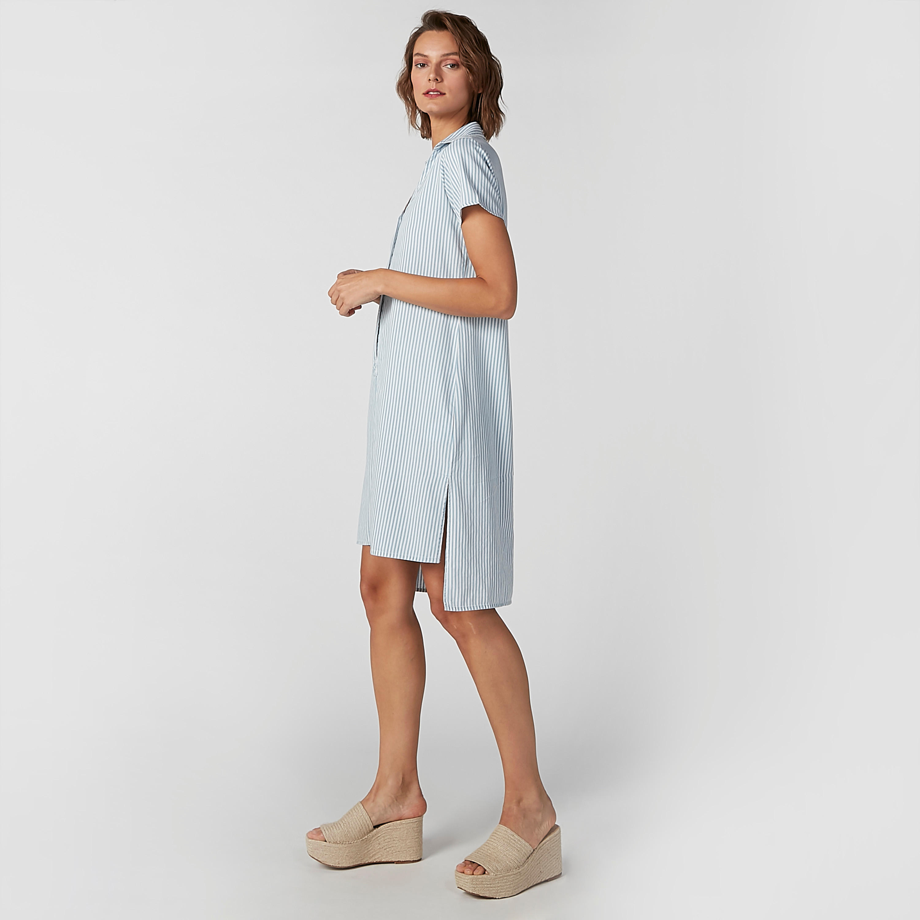 Sustainable Striped Shift Dress with High-Low Hemline-women-clothing-dresses-image-6