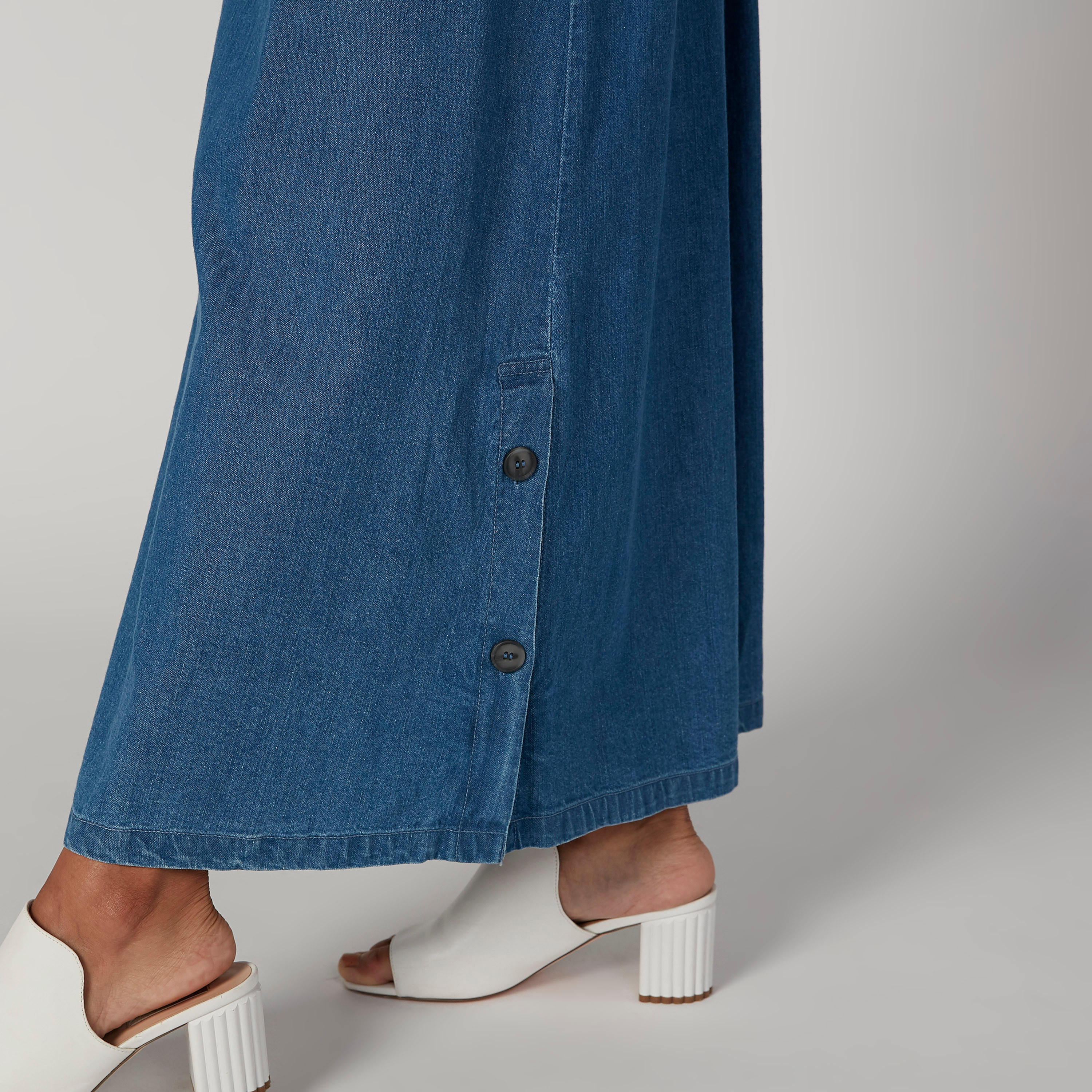 تنورة مستدامة ماكسي إيه لاين سادة بخصر مطّاطي -women-clothing-bottoms-skirts-image-5
