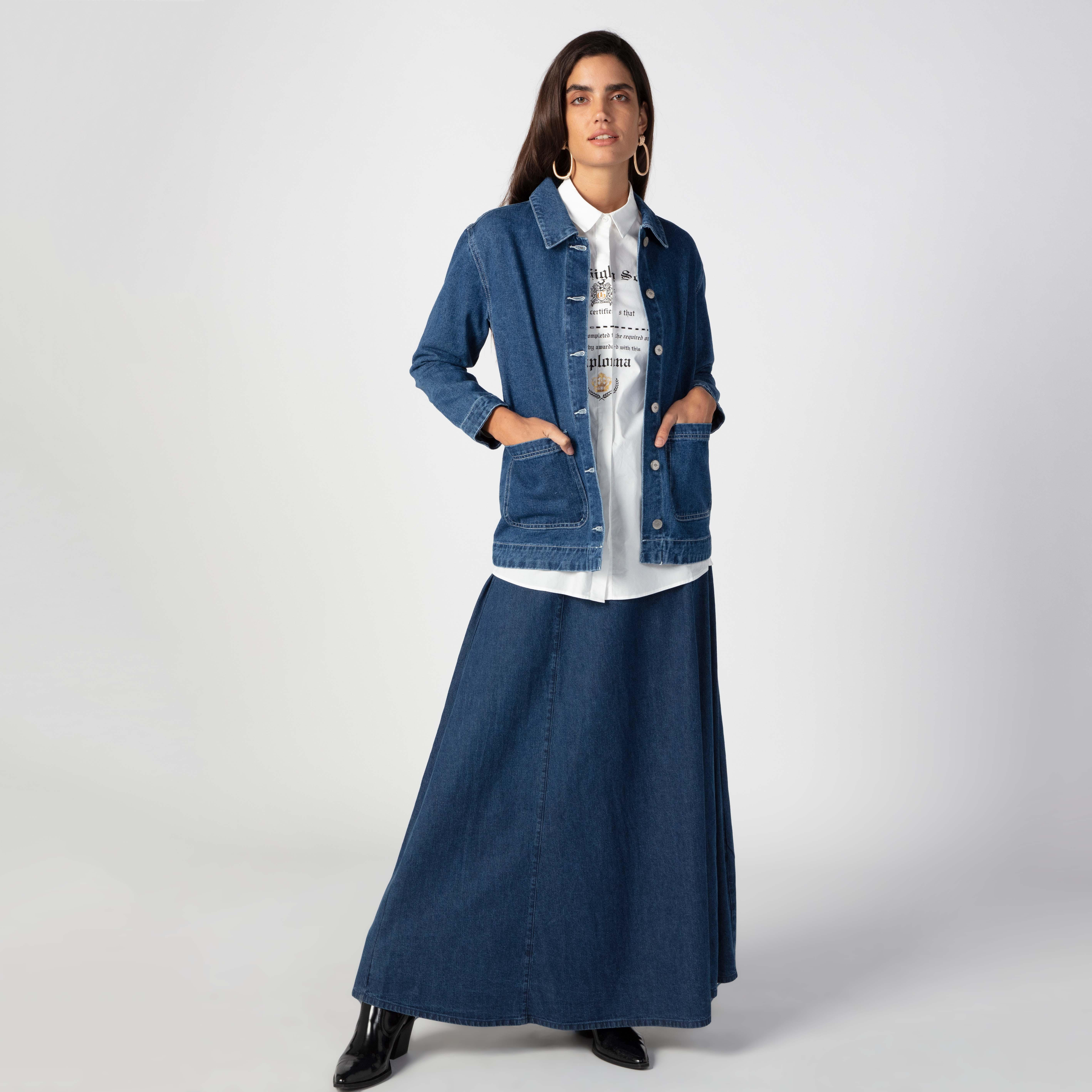 تنورة مستدامة ماكسي إيه لاين سادة بإبزيم حزام بدبوس -women-clothing-bottoms-skirts-image-2